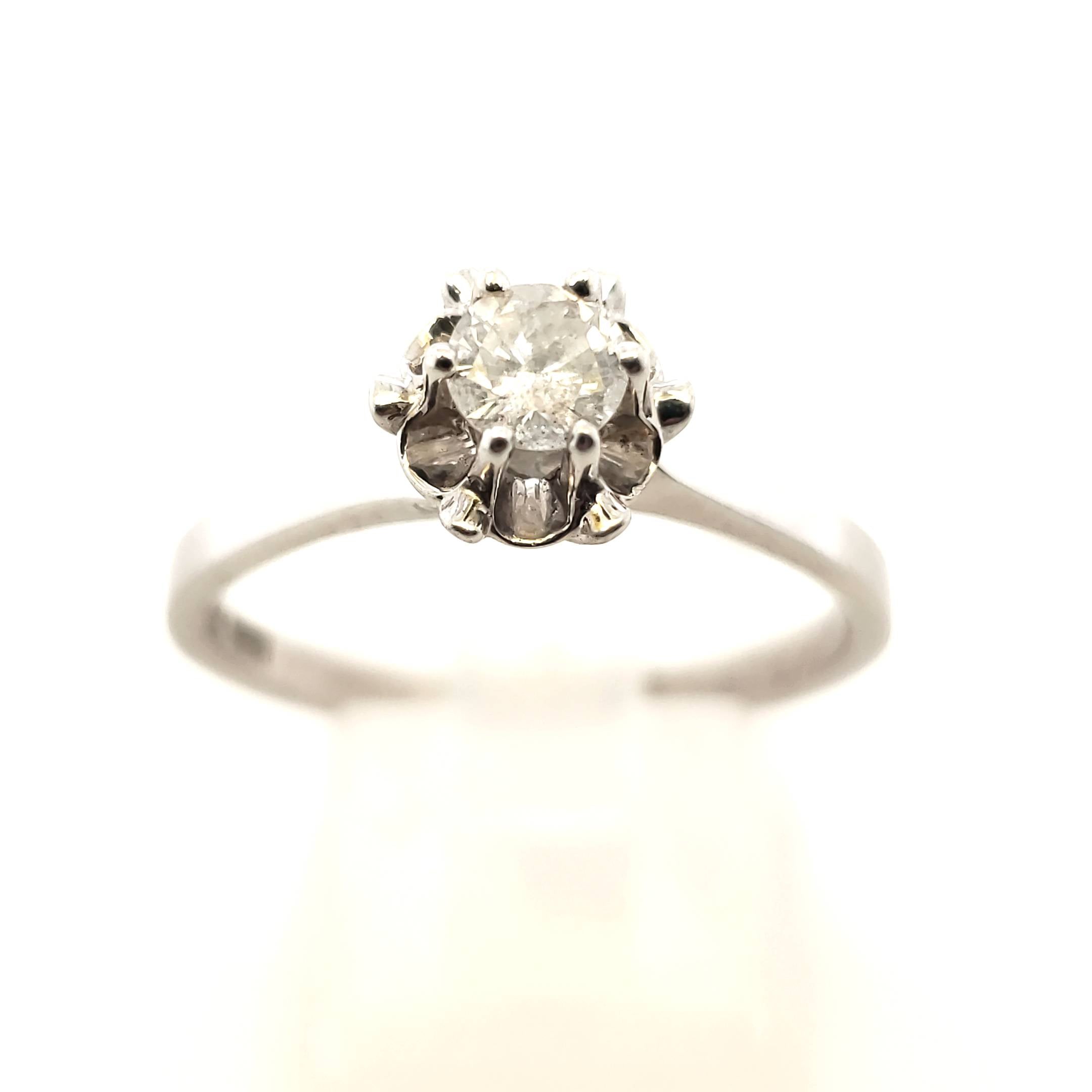 Solitär Ring Weiß Gold 750 18kt 1 Brillant ca. 0,23ct Größe 60