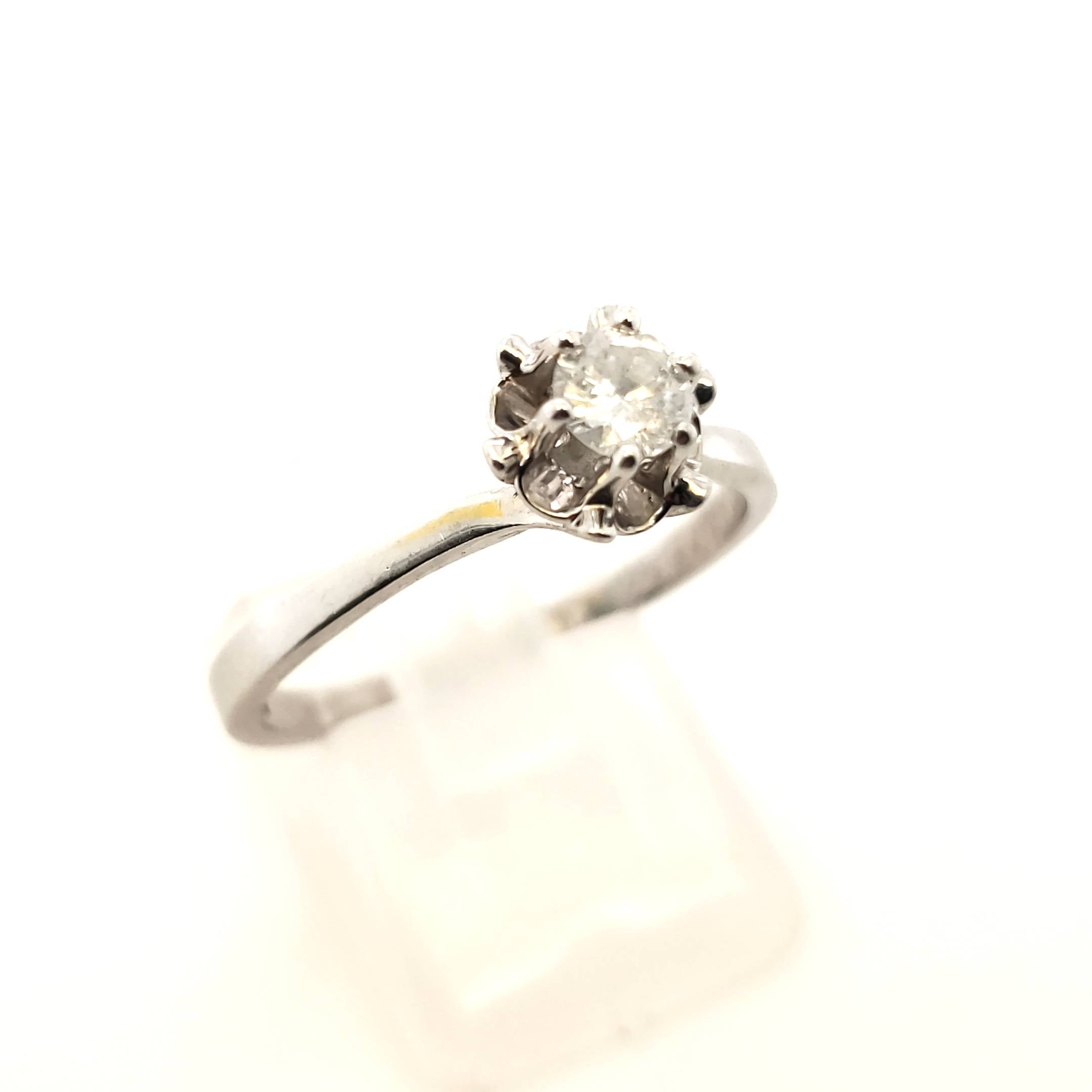 Solitär Ring Weiß Gold 750 18kt 1 Brillant ca. 0,23ct Größe 60