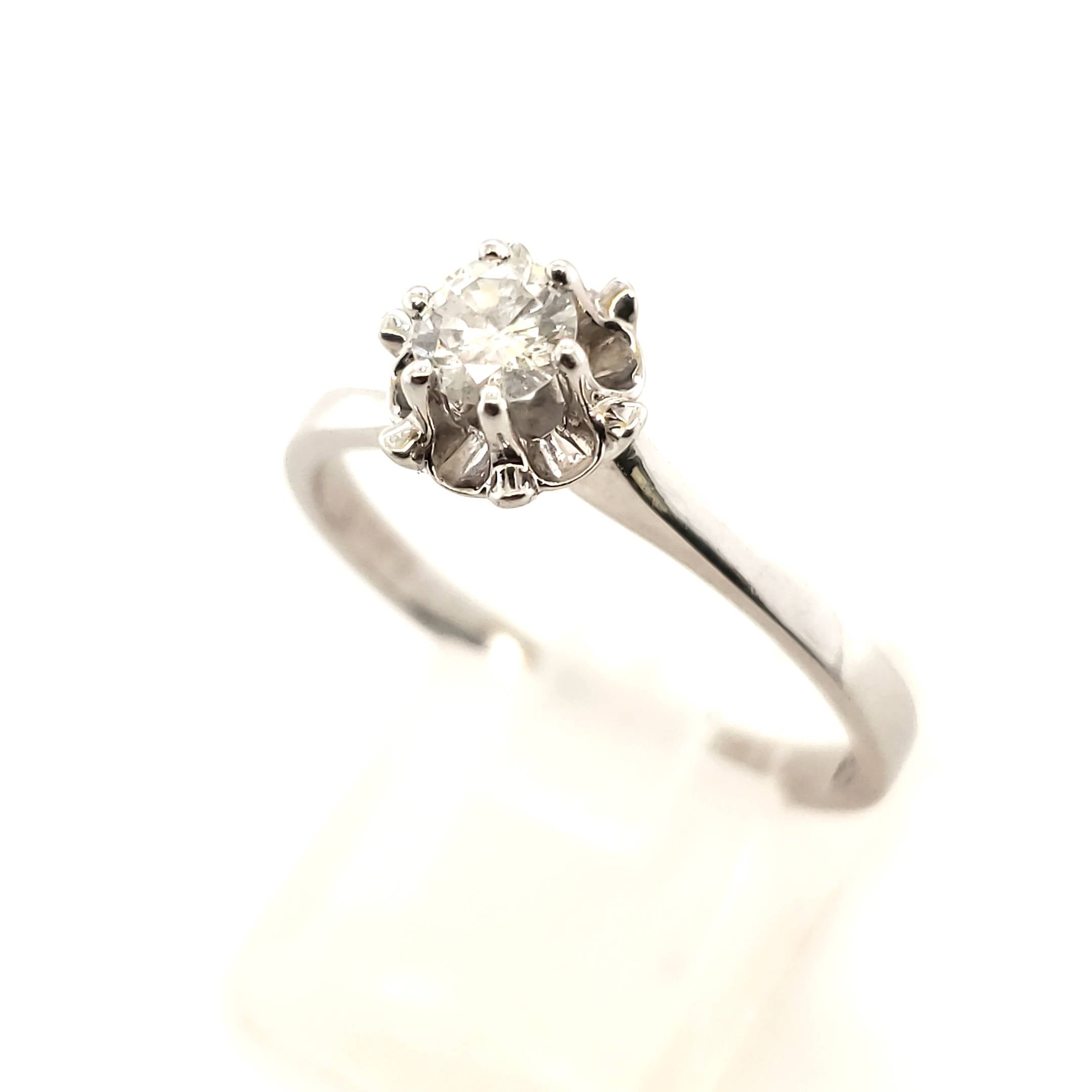 Solitär Ring Weiß Gold 750 18kt 1 Brillant ca. 0,23ct Größe 60