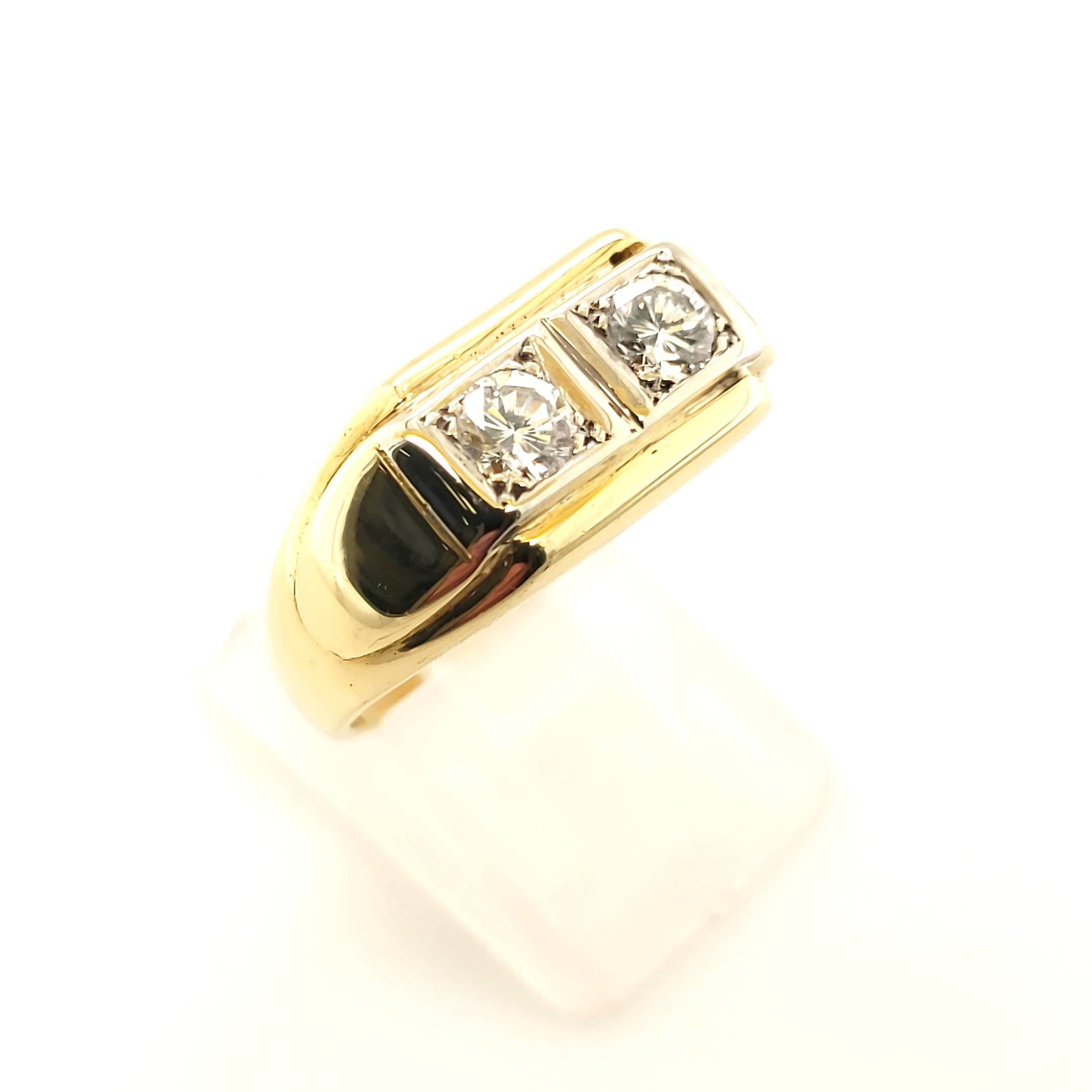 Ring Gelb Weißgold 750 18kt 2 Brillanten ca.0,40ct Größe 58