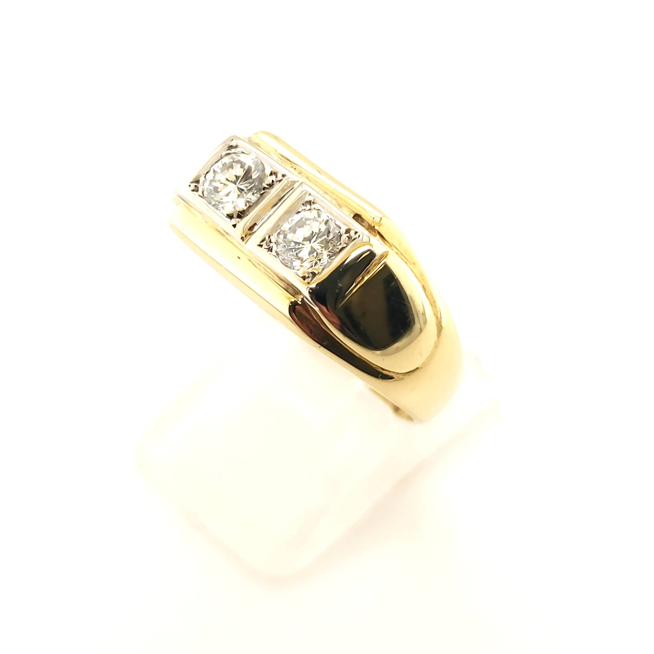 Ring Gelb Weißgold 750 18kt 2 Brillanten ca.0,40ct Größe 58