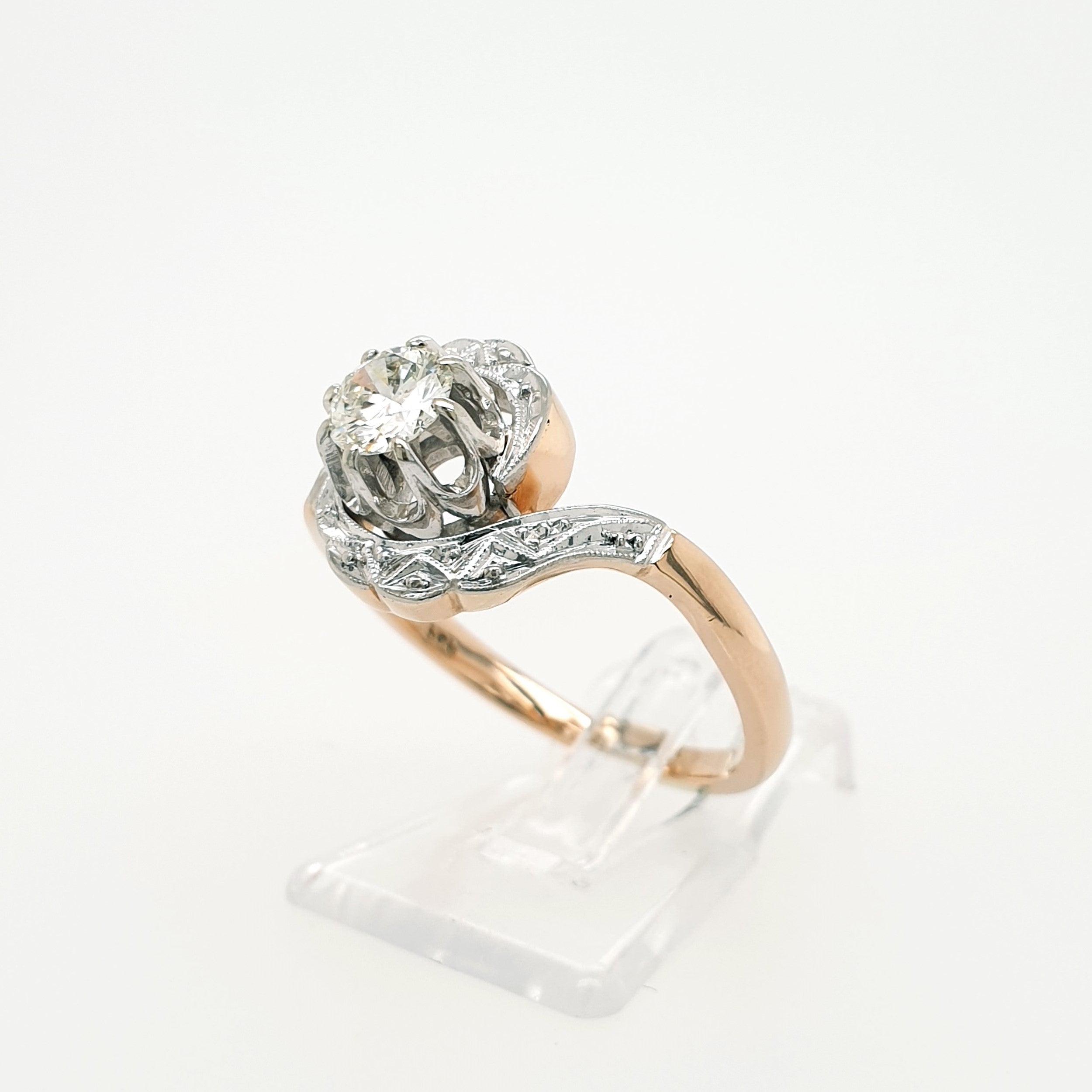 Brillant Solitär Ring 585 Rotgold Weißgold 14 kt Gr.57
