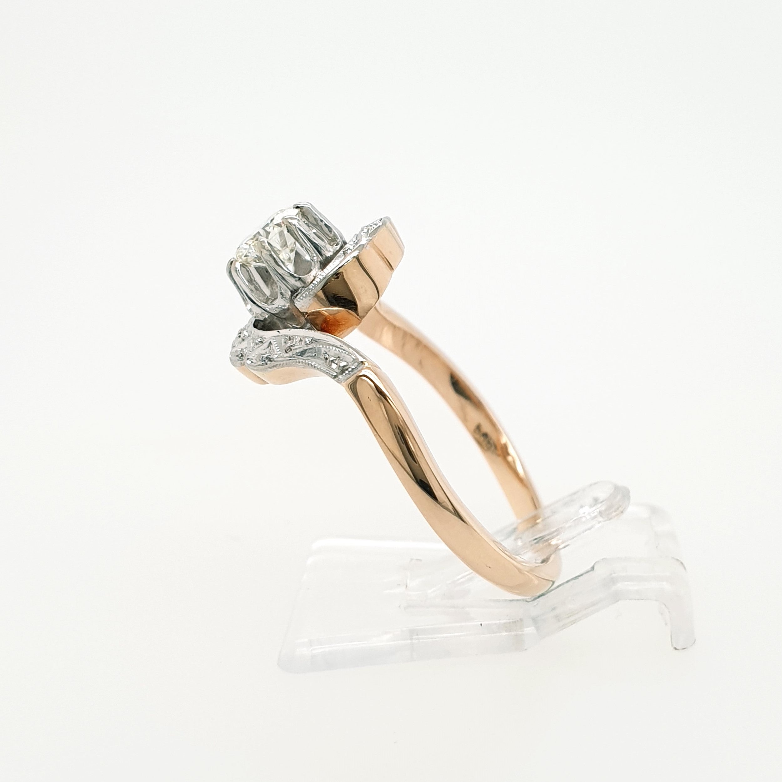 Brillant Solitär Ring 585 Rotgold Weißgold 14 kt Gr.57