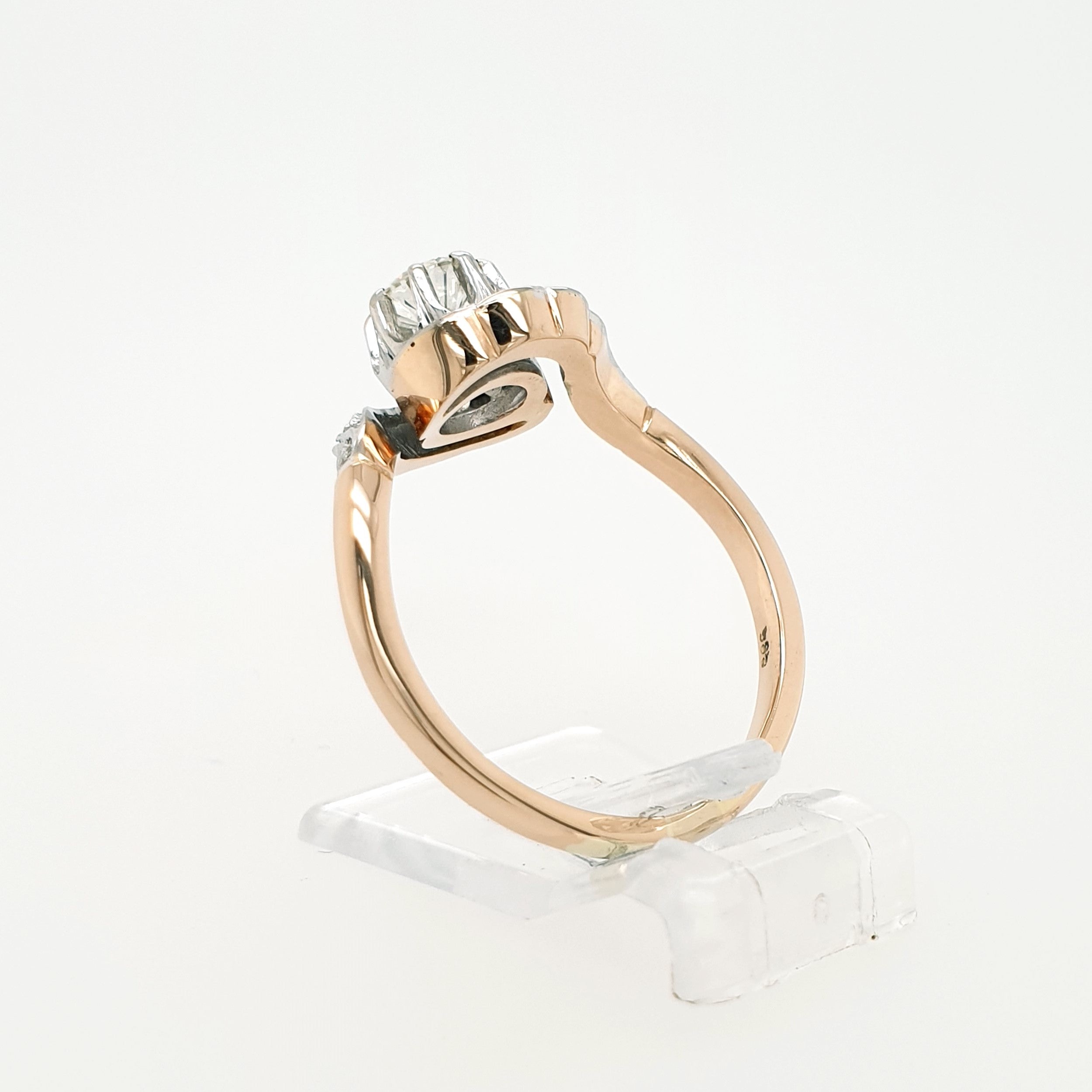 Brillant Solitär Ring 585 Rotgold Weißgold 14 kt Gr.57