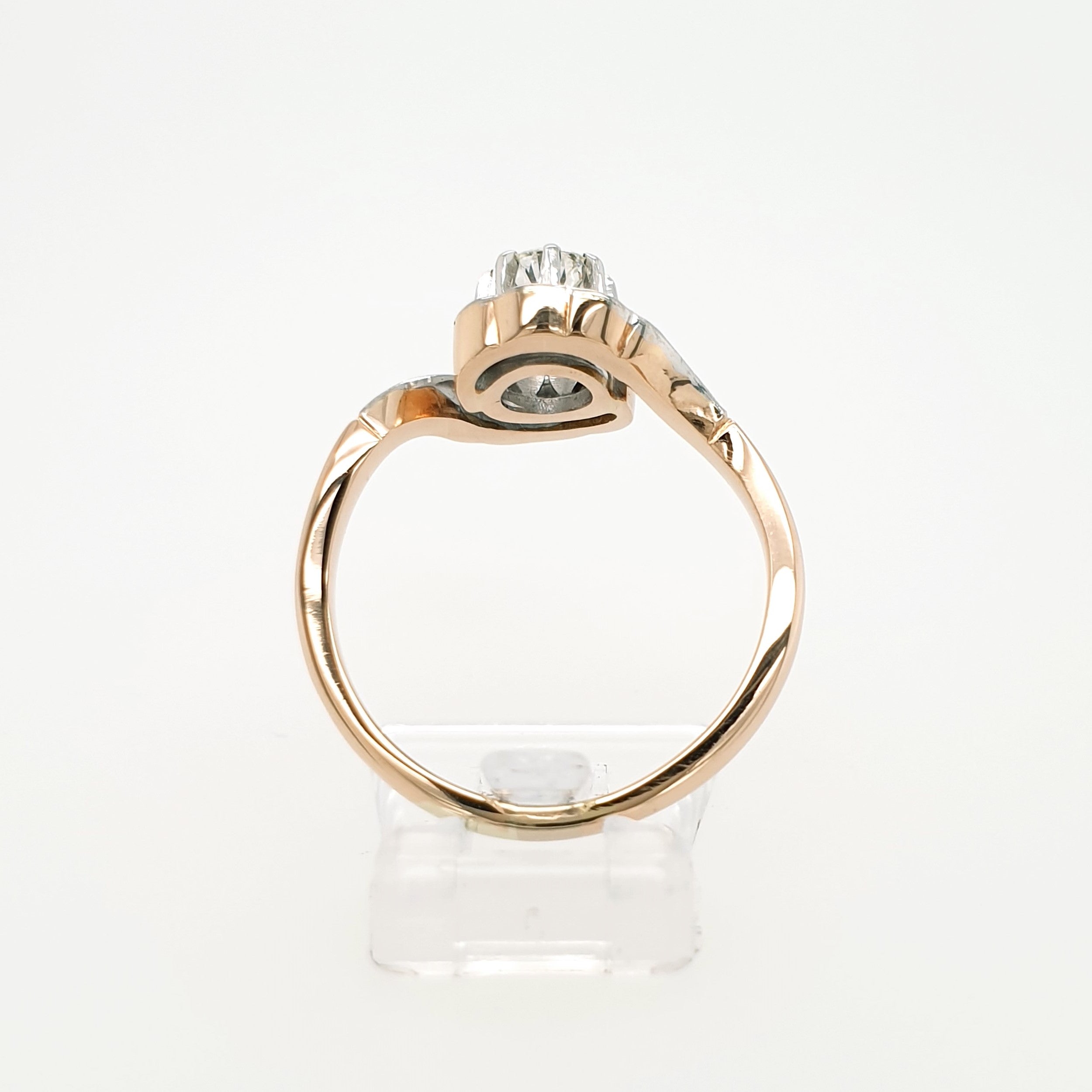 Brillant Solitär Ring 585 Rotgold Weißgold 14 kt Gr.57