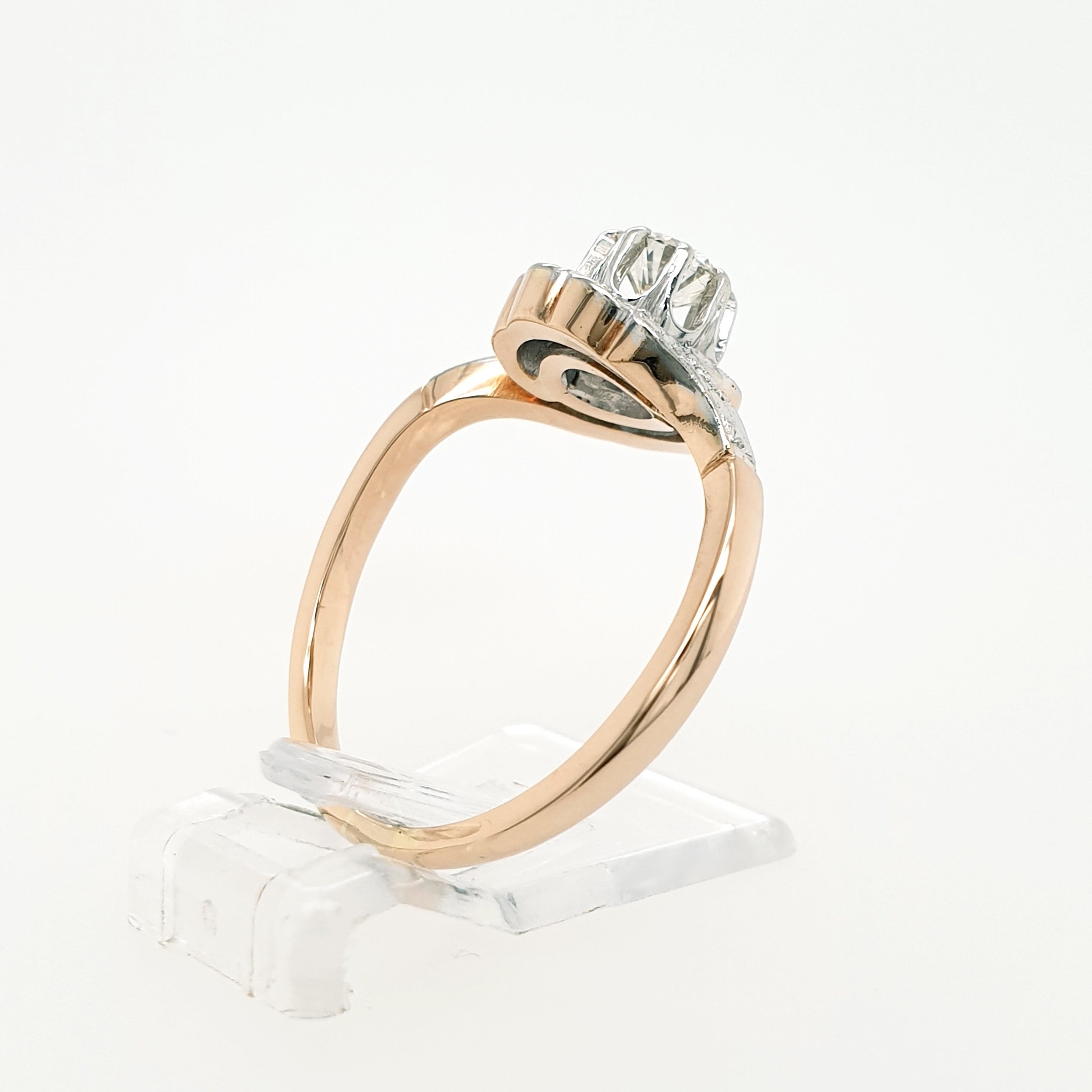 Brillant Solitär Ring 585 Rotgold Weißgold 14 kt Gr.57