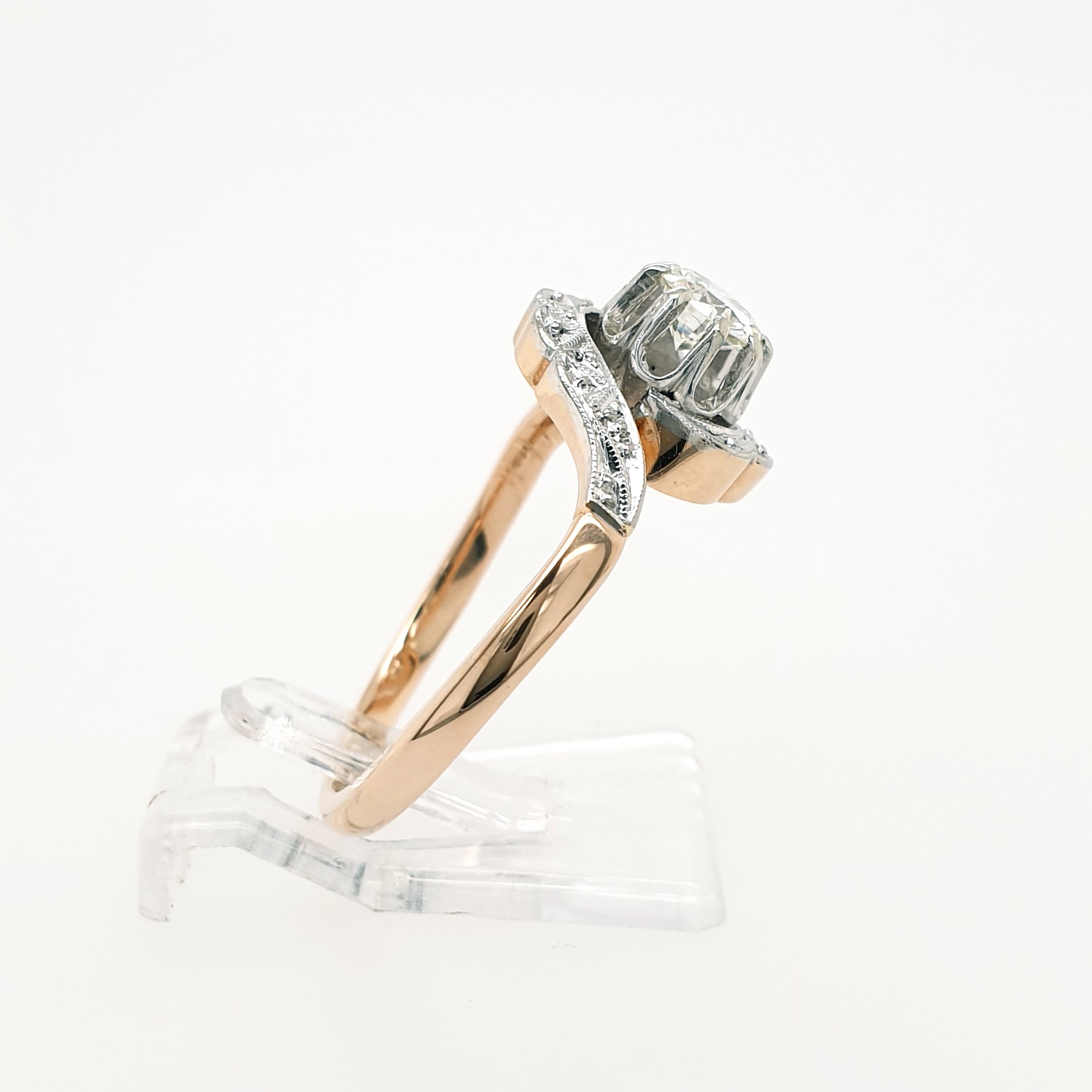 Brillant Solitär Ring 585 Rotgold Weißgold 14 kt Gr.57
