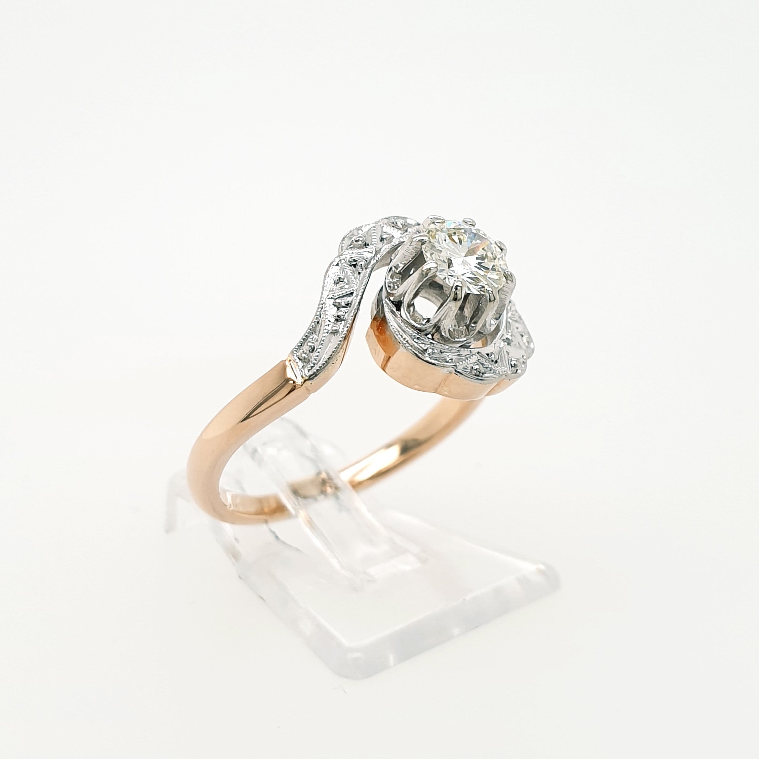 Brillant Solitär Ring 585 Rotgold Weißgold 14 kt Gr.57