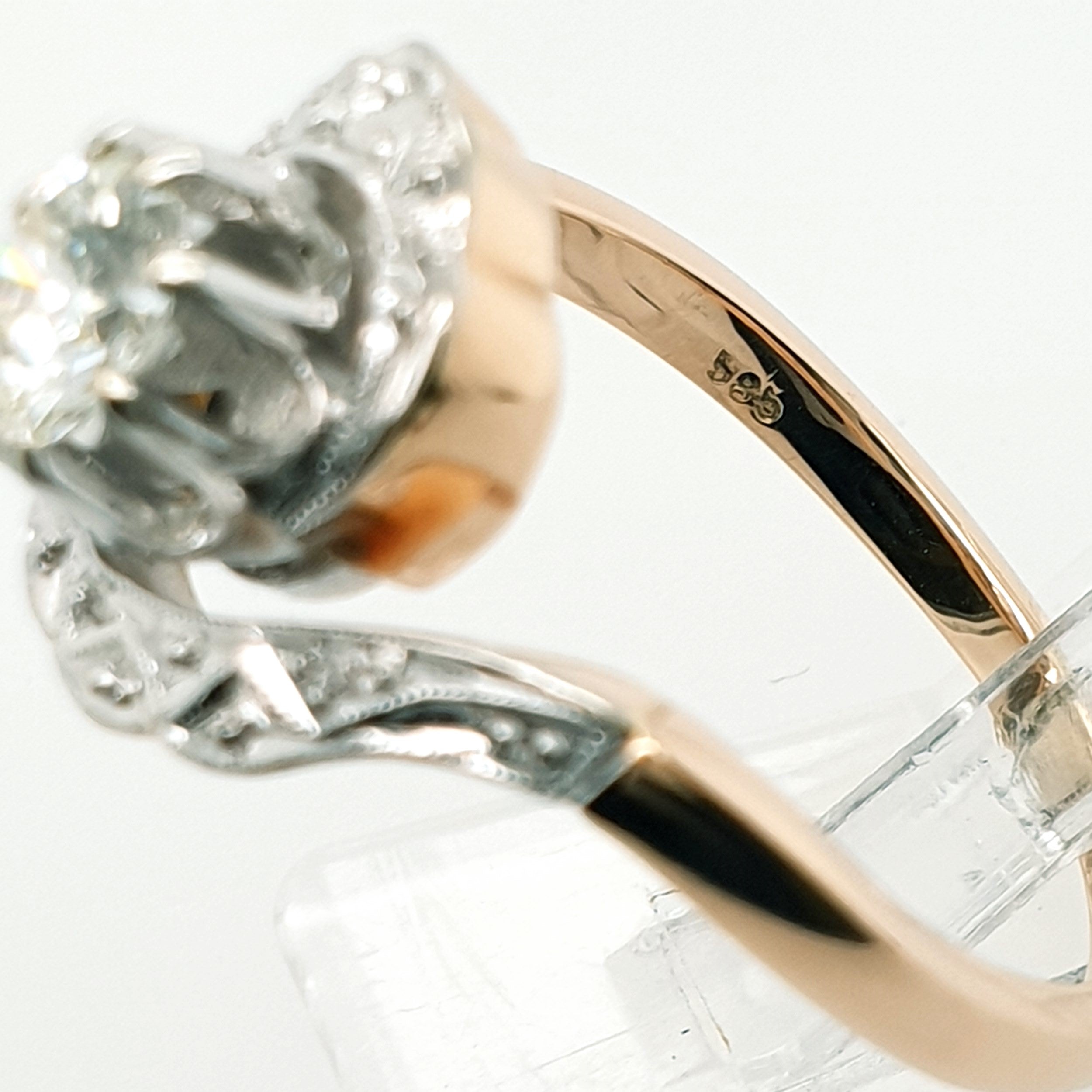 Brillant Solitär Ring 585 Rotgold Weißgold 14 kt Gr.57