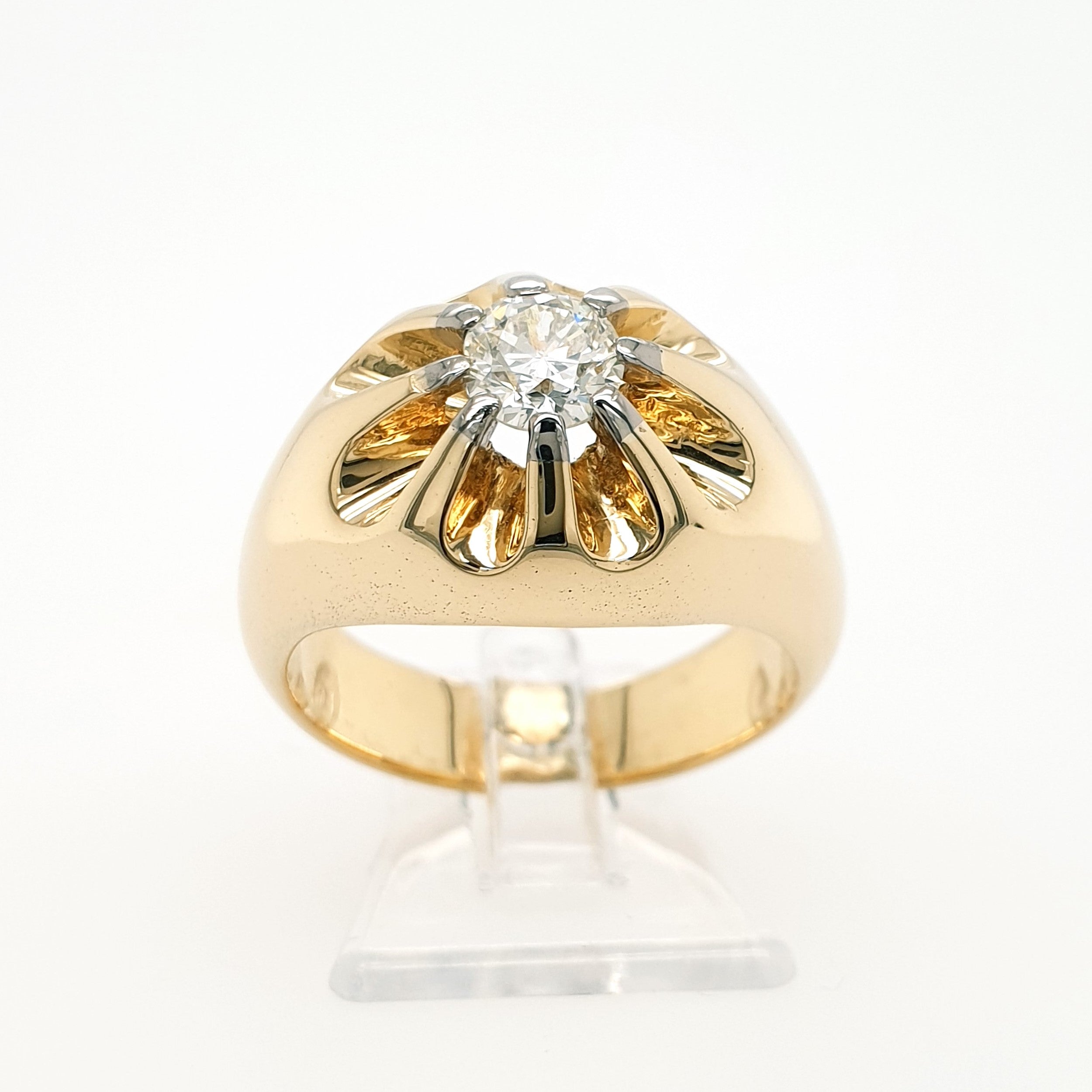 Diamant Solitär Belcher Ring 585 Gelbgold 14kt Gr. 57