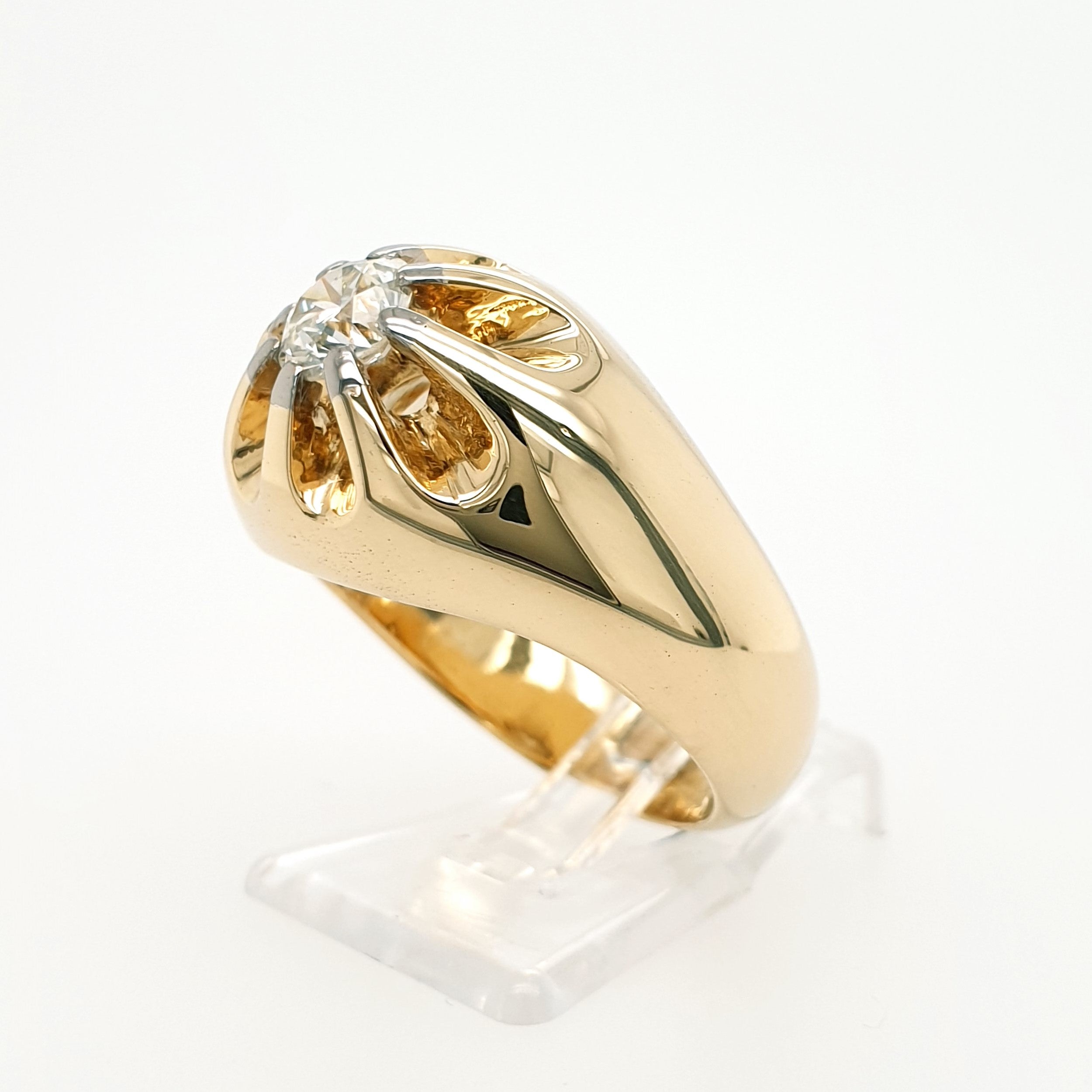 Diamant Solitär Belcher Ring 585 Gelbgold 14kt Gr. 57