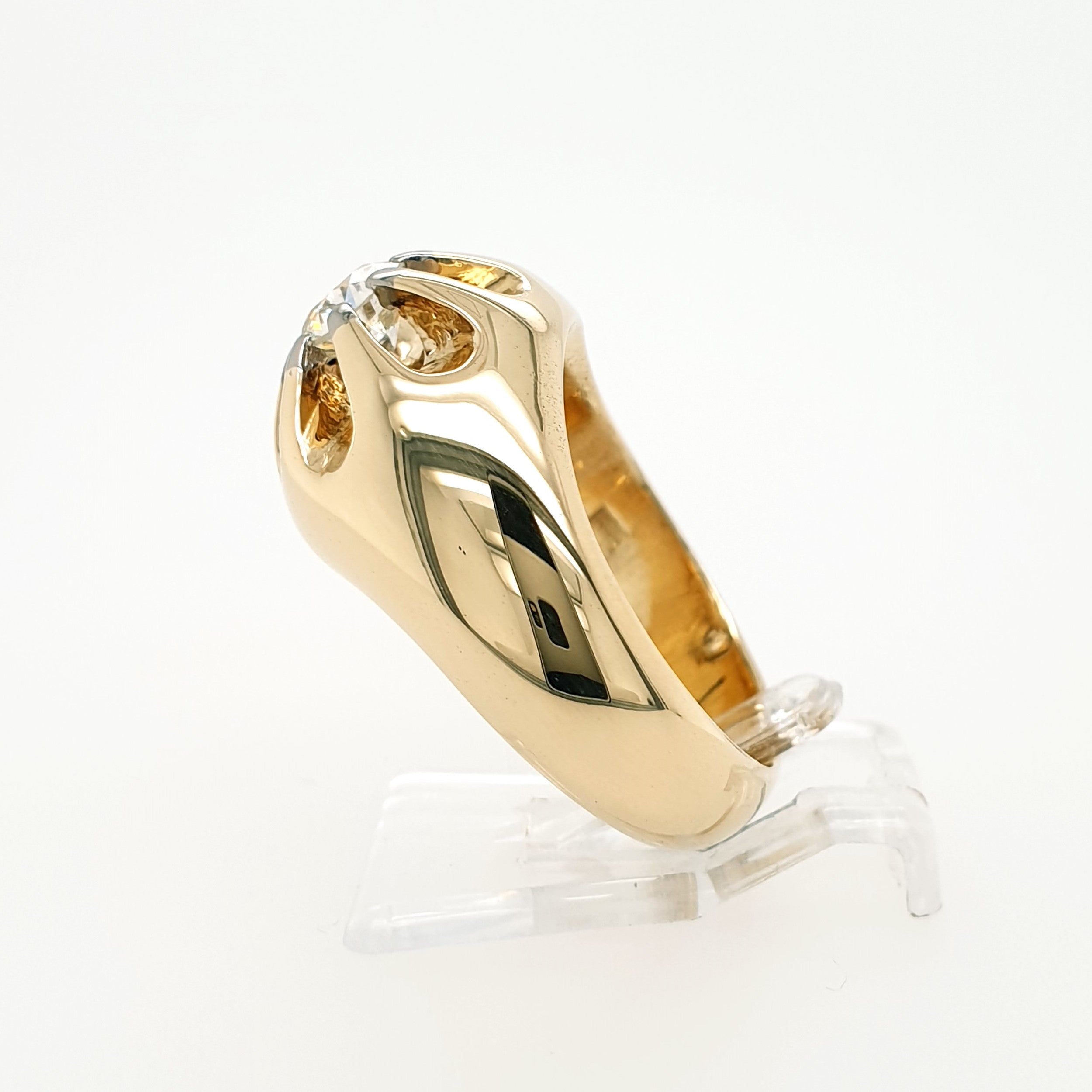 Diamant Solitär Belcher Ring 585 Gelbgold 14kt Gr. 57