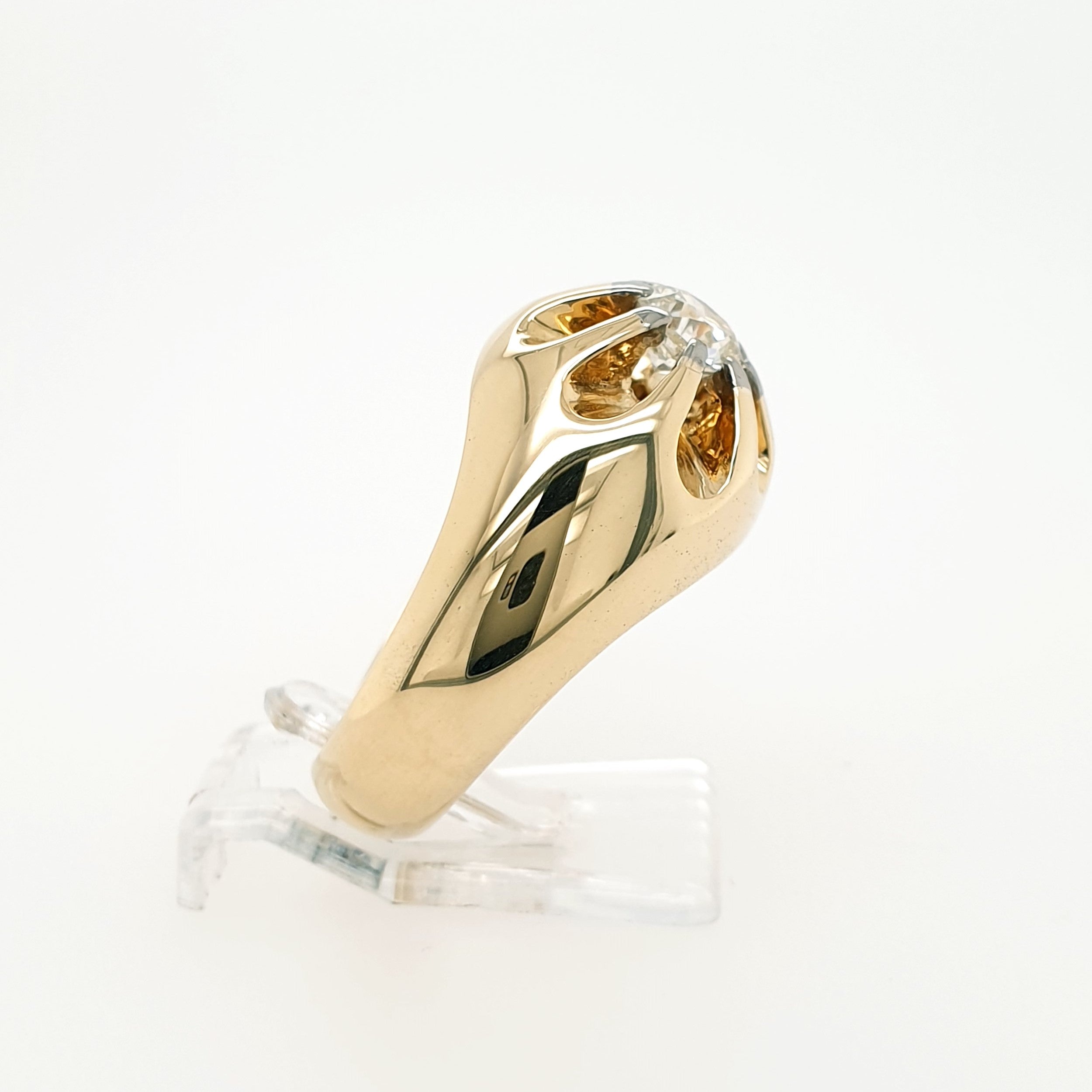 Diamant Solitär Belcher Ring 585 Gelbgold 14kt Gr. 57