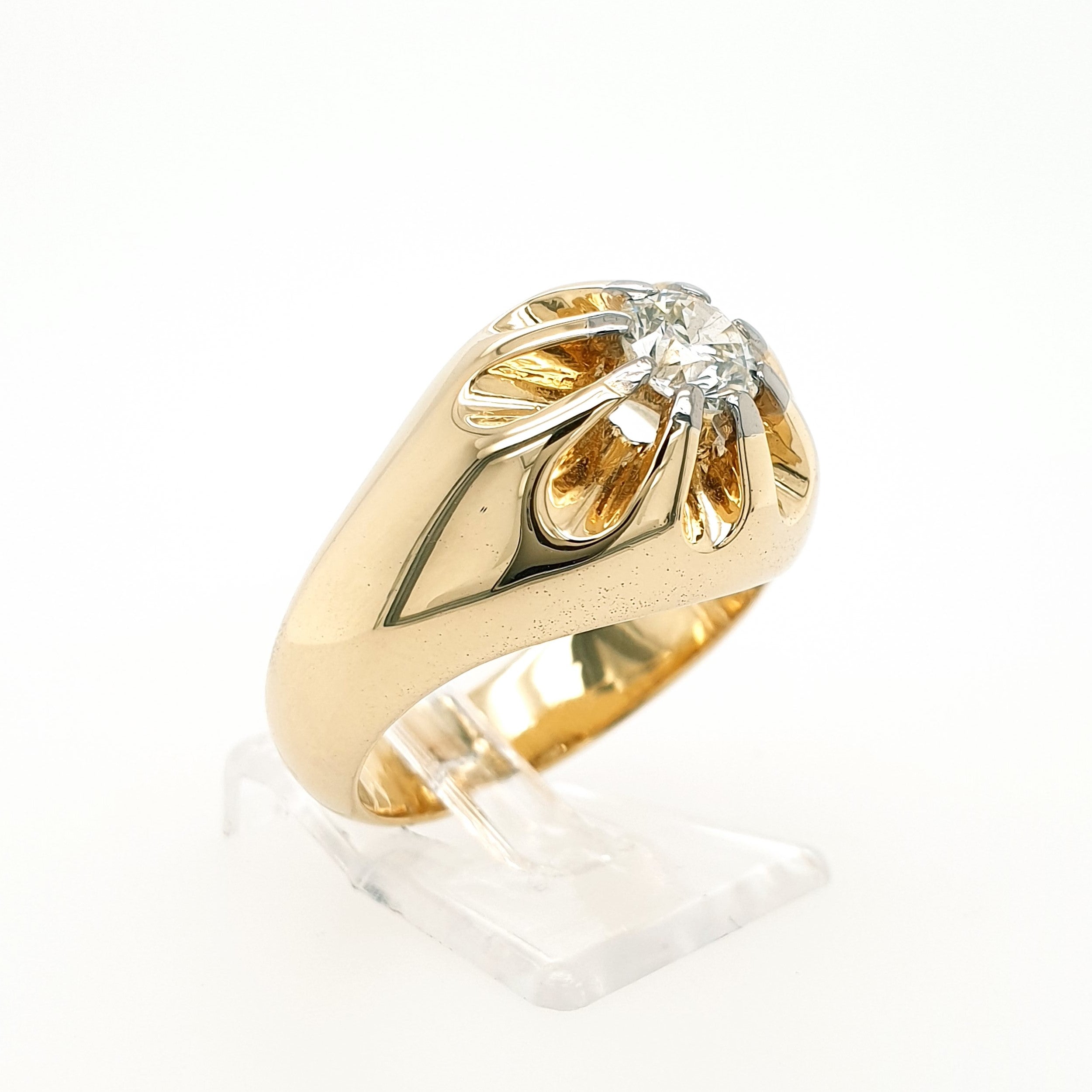 Diamant Solitär Belcher Ring 585 Gelbgold 14kt Gr. 57