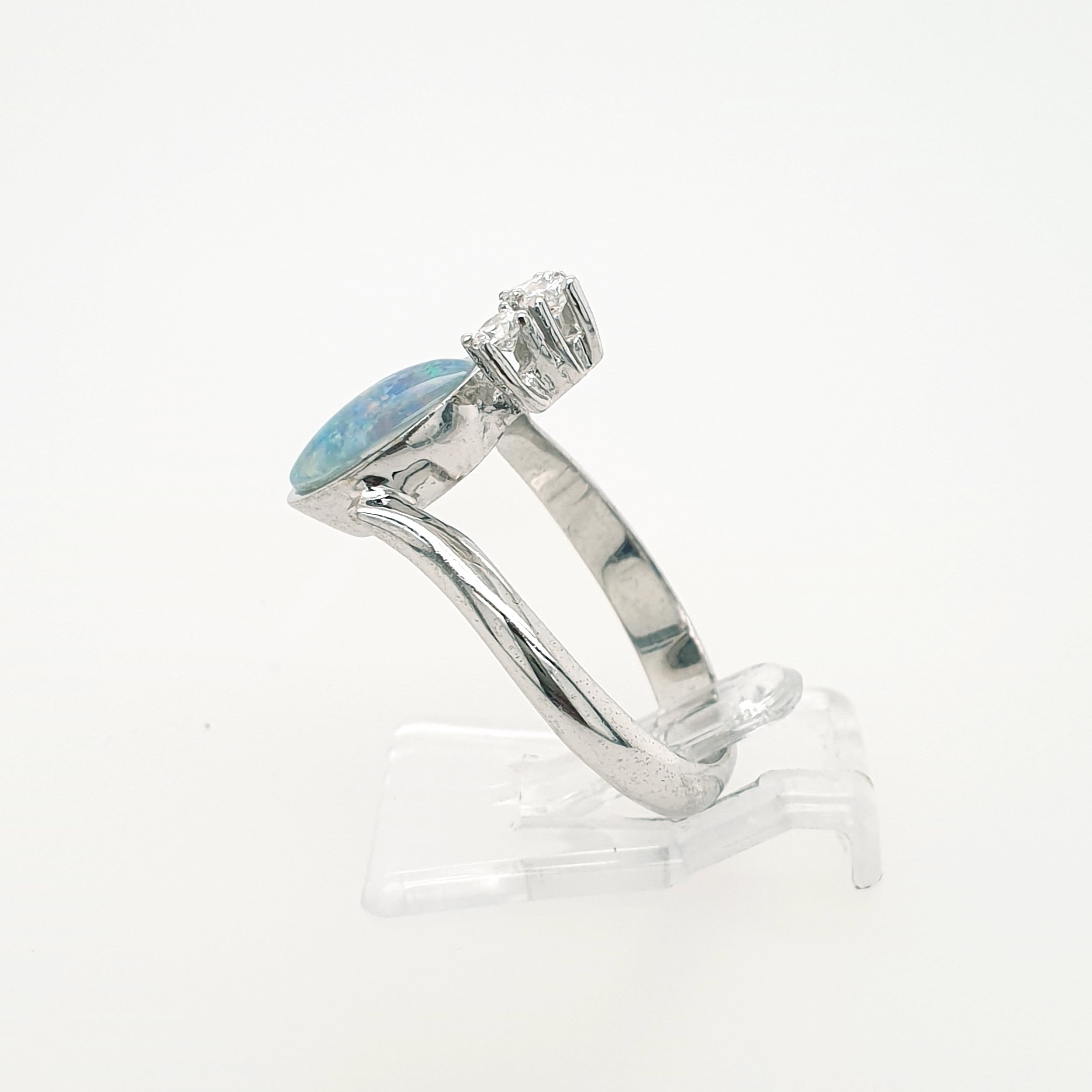 Brillant Opal Ring 585 Weißgold 14kt Gr. 54