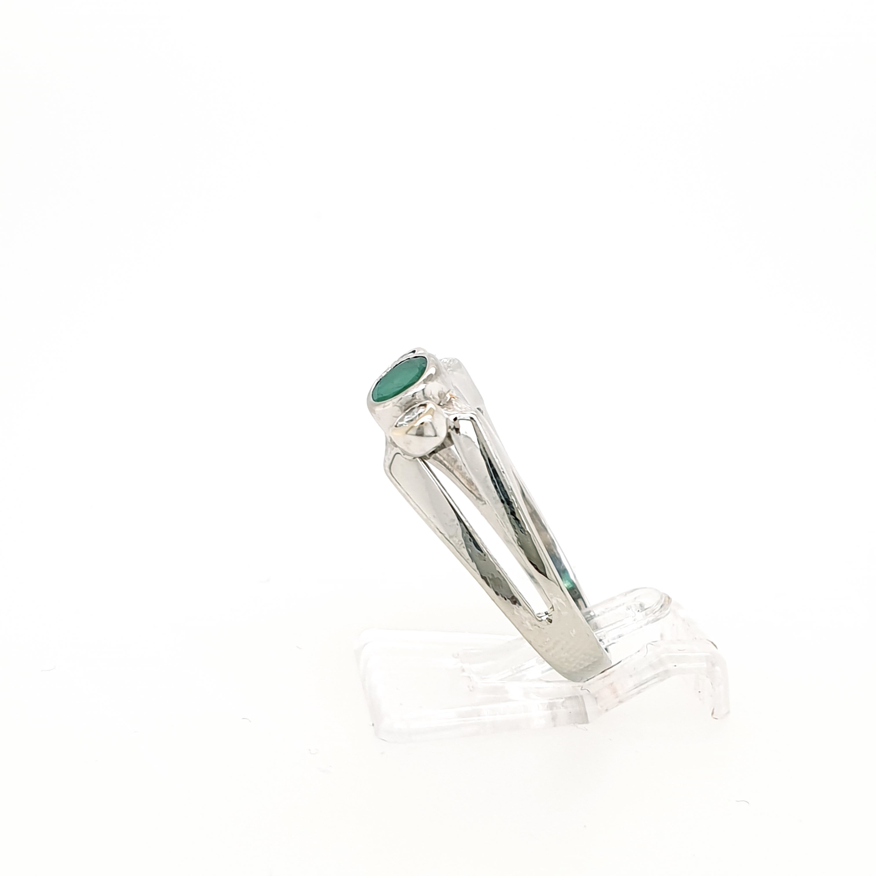 Weißgold Ring mit Smaragd & Brillant 585 14kt Gr.55