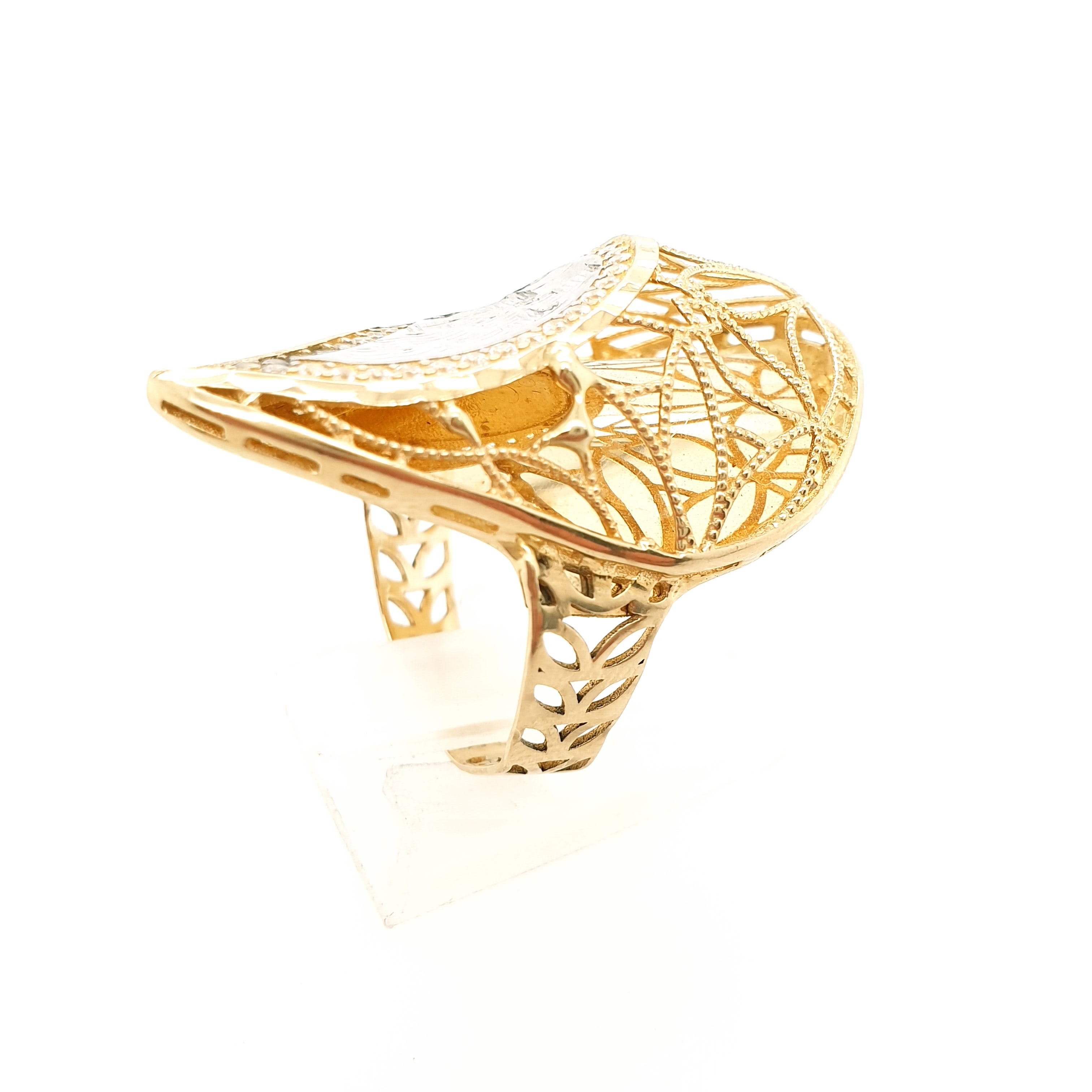 Ring Gelbgold Weißgold mit Zirkon 585 14kt Gr. 61