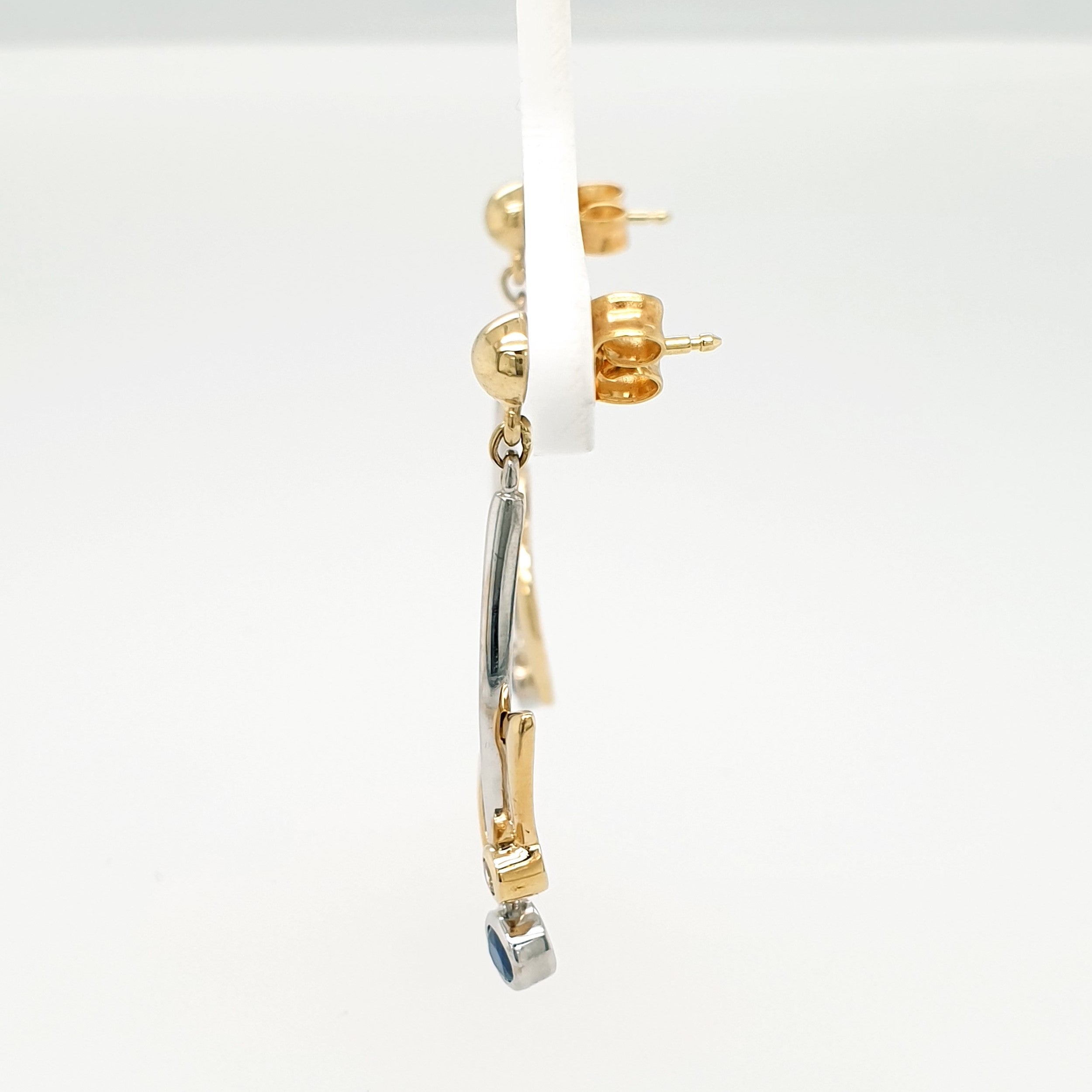 Brillant Saphir Ohrringe 585 Gelbgold Weißgold 14kt Ohrstecker