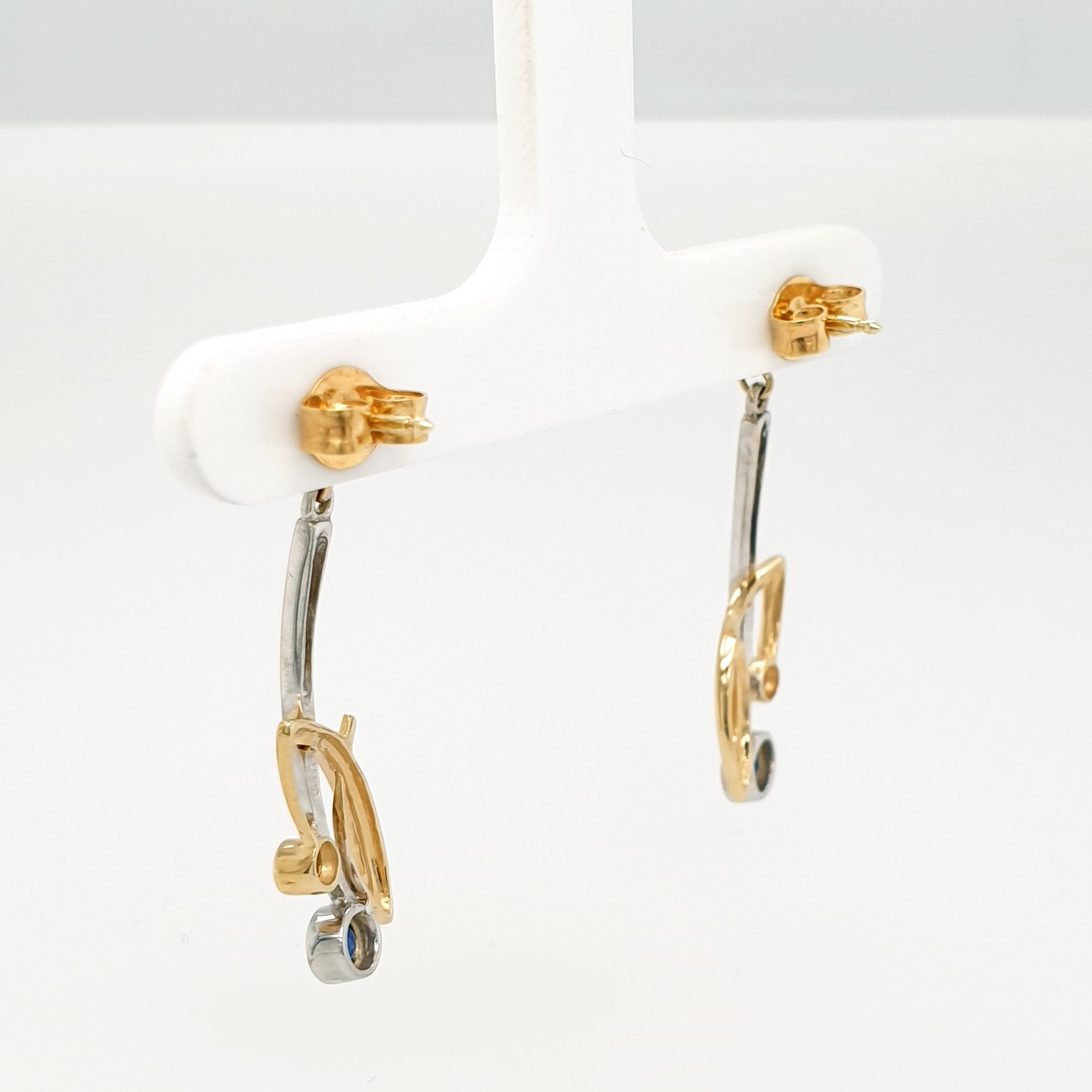 Brillant Saphir Ohrringe 585 Gelbgold Weißgold 14kt Ohrstecker