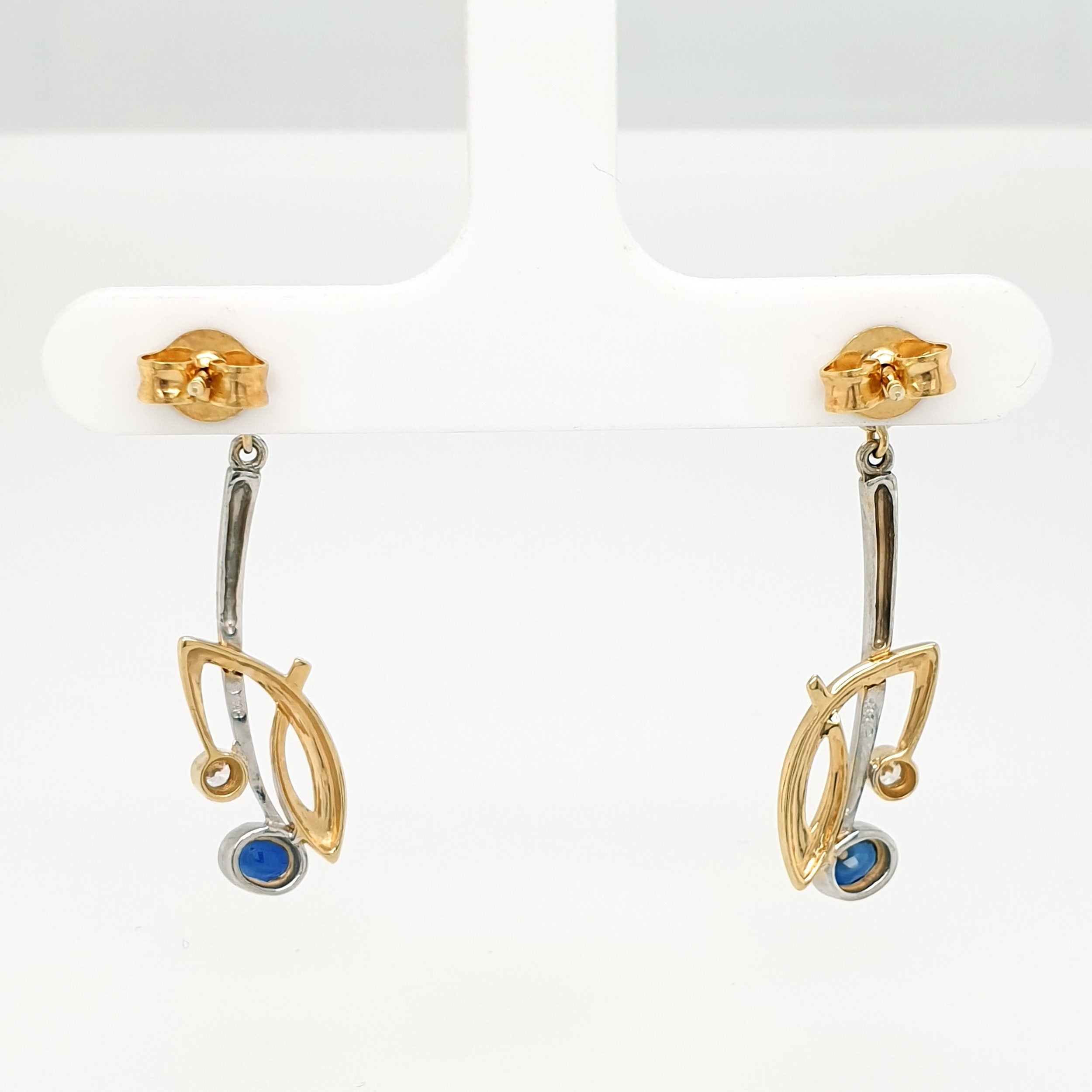 Brillant Saphir Ohrringe 585 Gelbgold Weißgold 14kt Ohrstecker