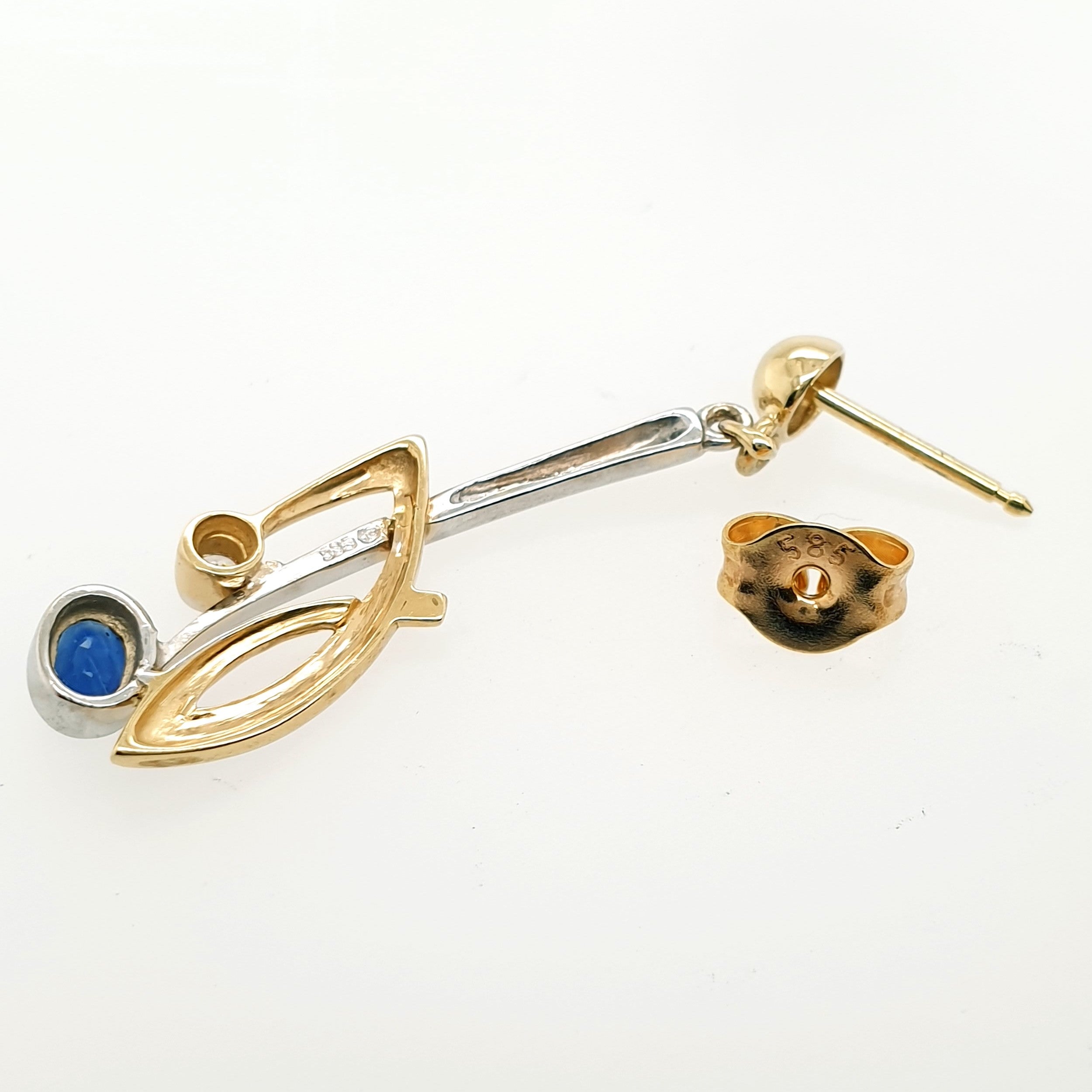 Brillant Saphir Ohrringe 585 Gelbgold Weißgold 14kt Ohrstecker