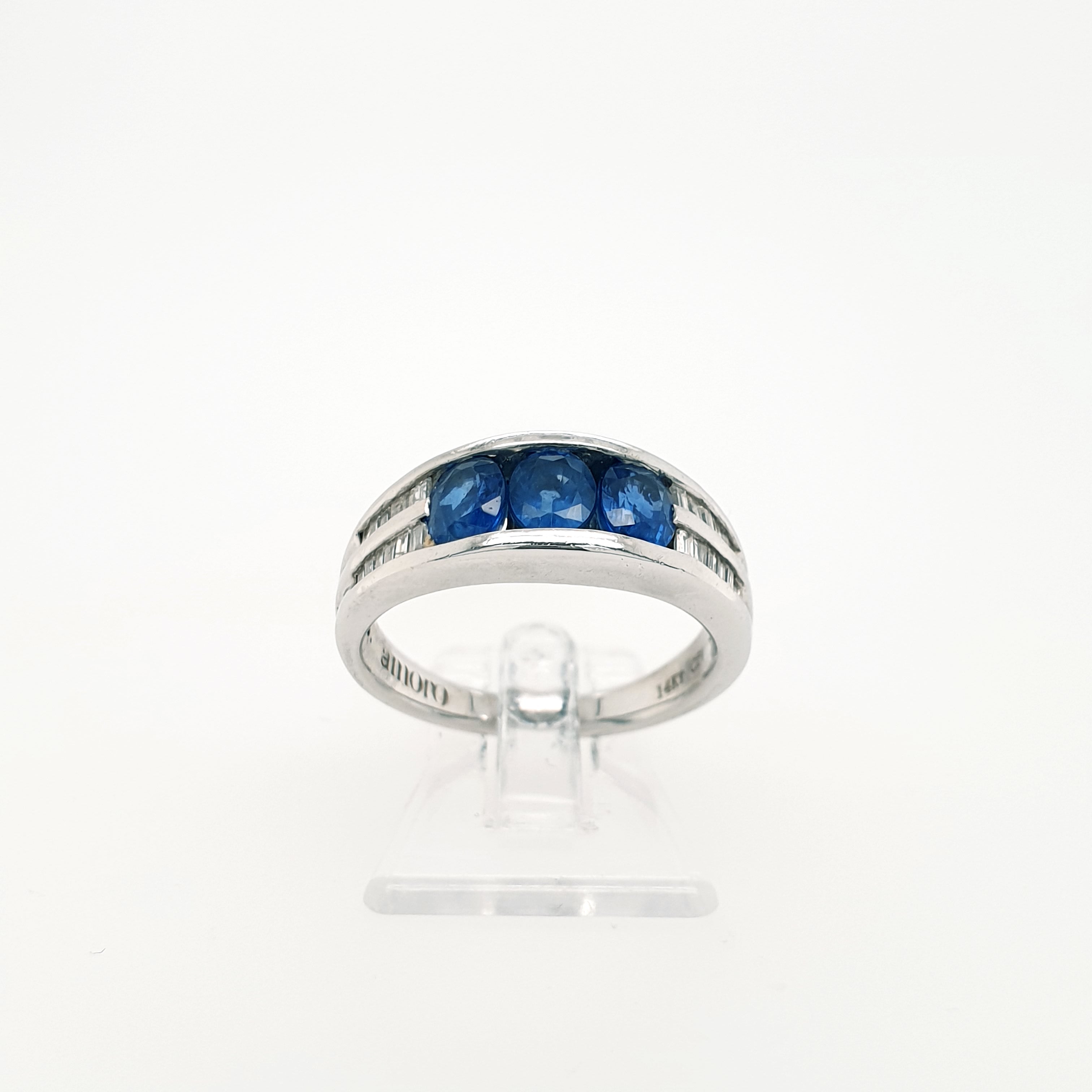 Brillant Diamant Saphir Ring 585 Weißgold 14kt Gr.53