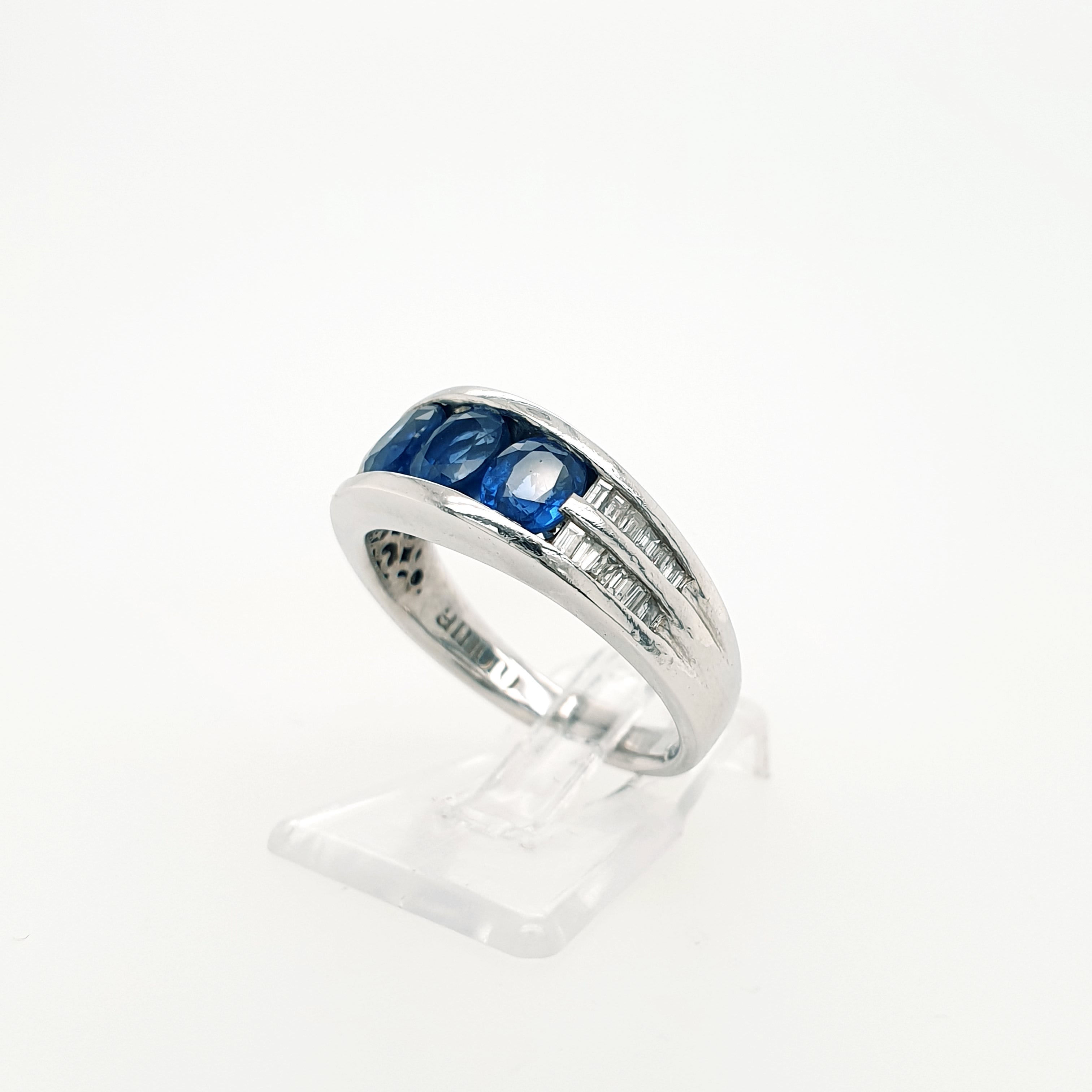 Brillant Diamant Saphir Ring 585 Weißgold 14kt Gr.53
