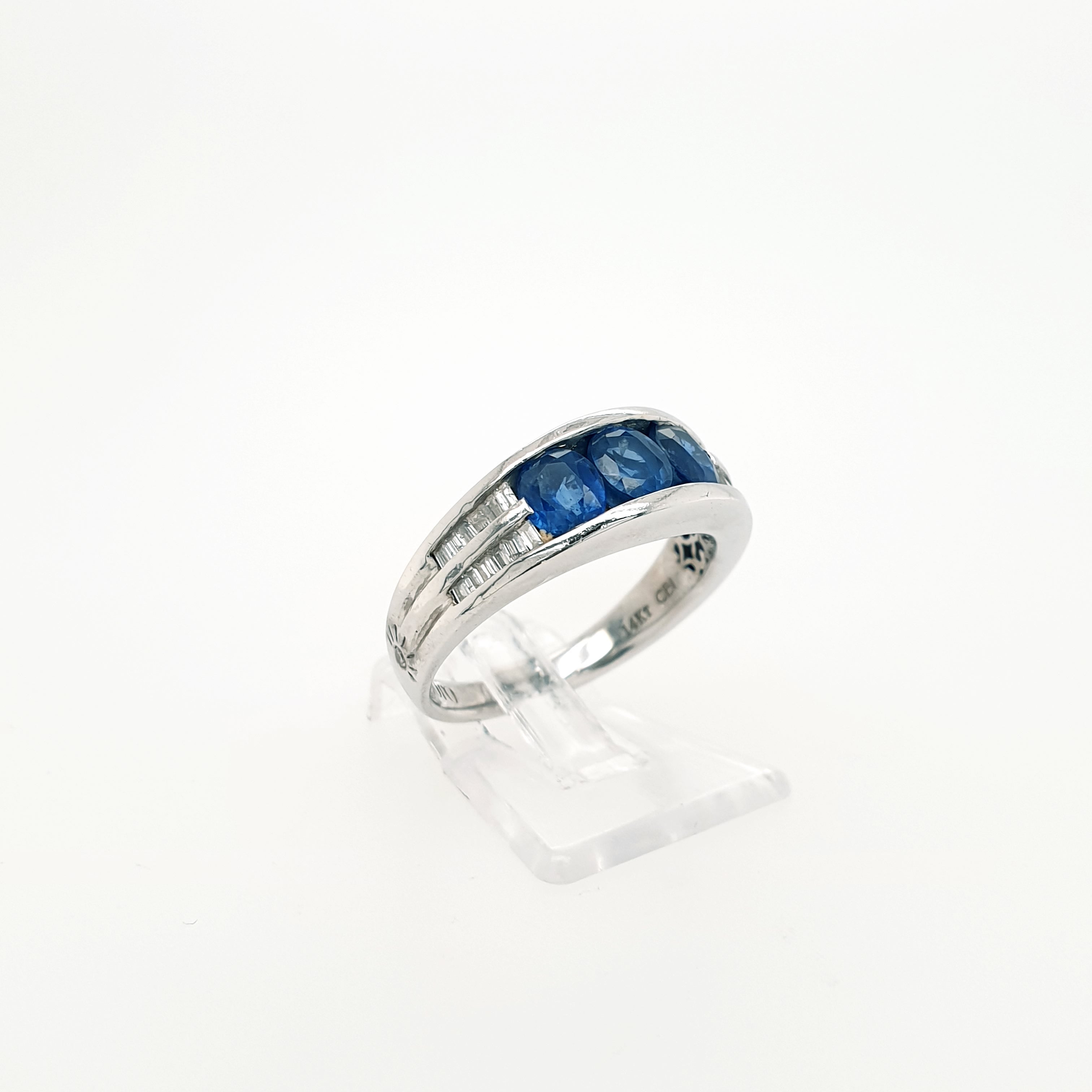 Brillant Diamant Saphir Ring 585 Weißgold 14kt Gr.53