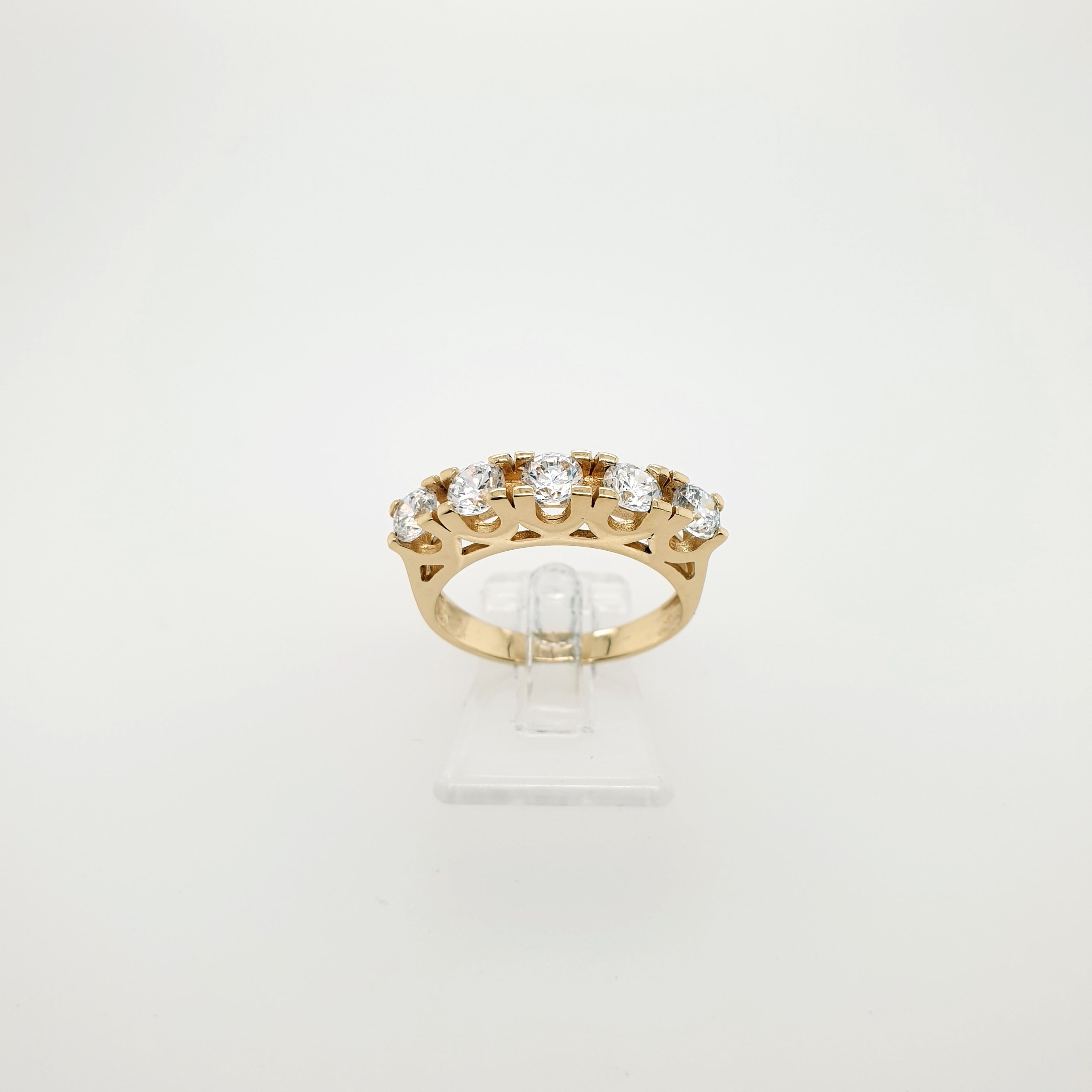 Damenring 585 Gelbgold 14kt 5 Zirkone