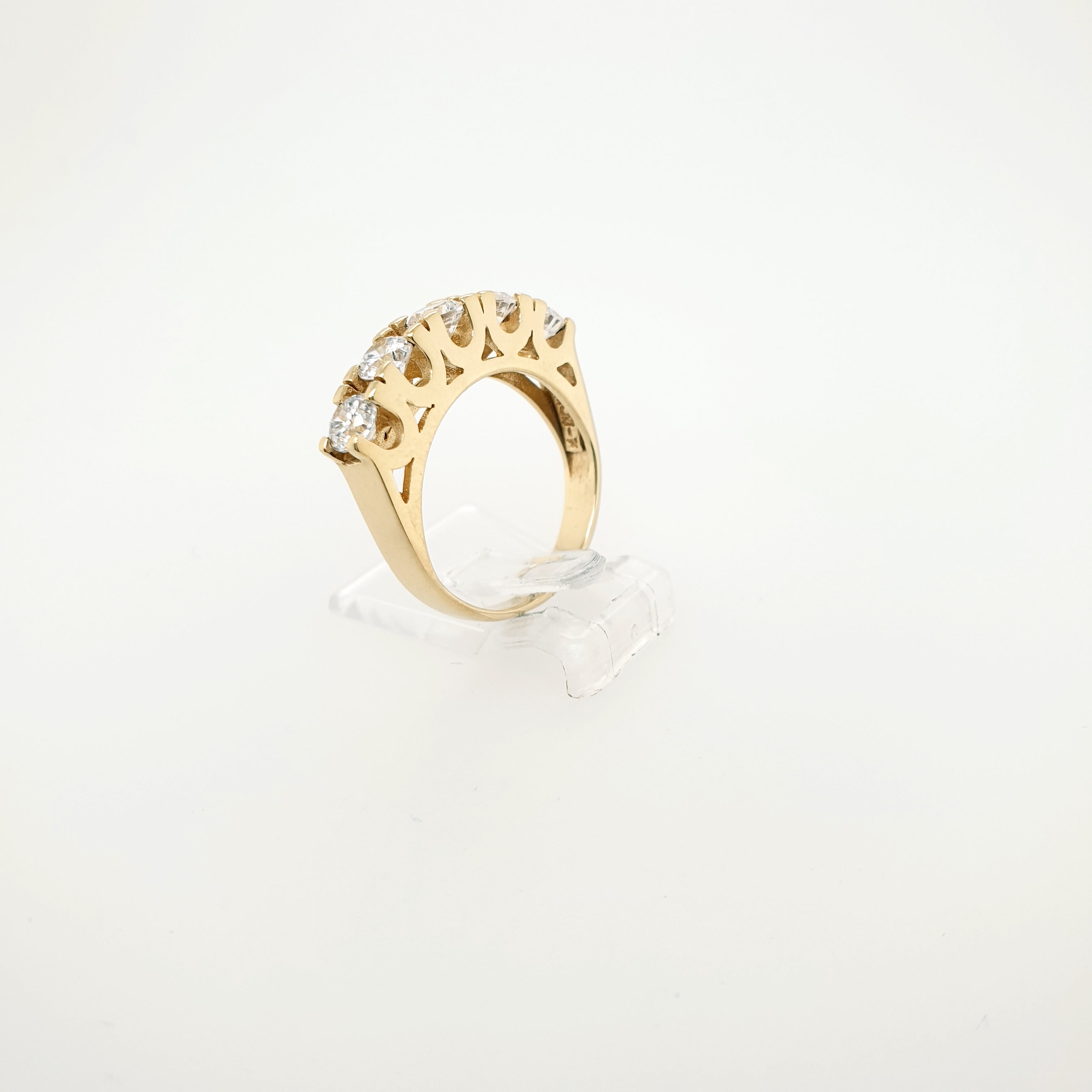 Damenring 585 Gelbgold 14kt 5 Zirkone