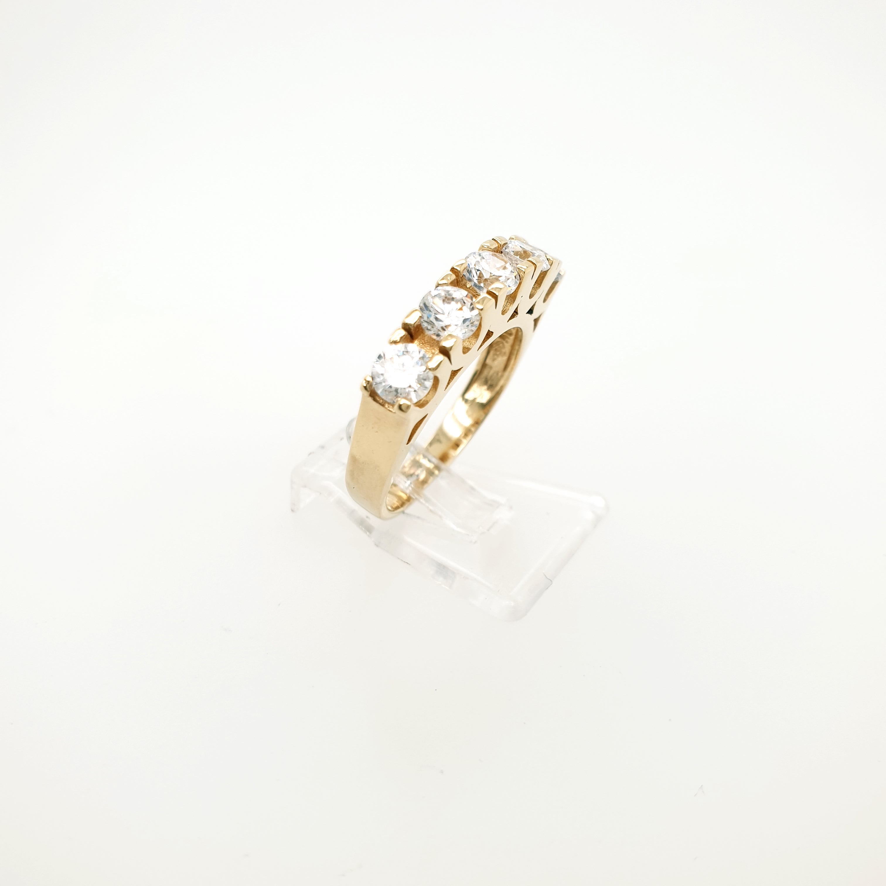 Damenring 585 Gelbgold 14kt 5 Zirkone