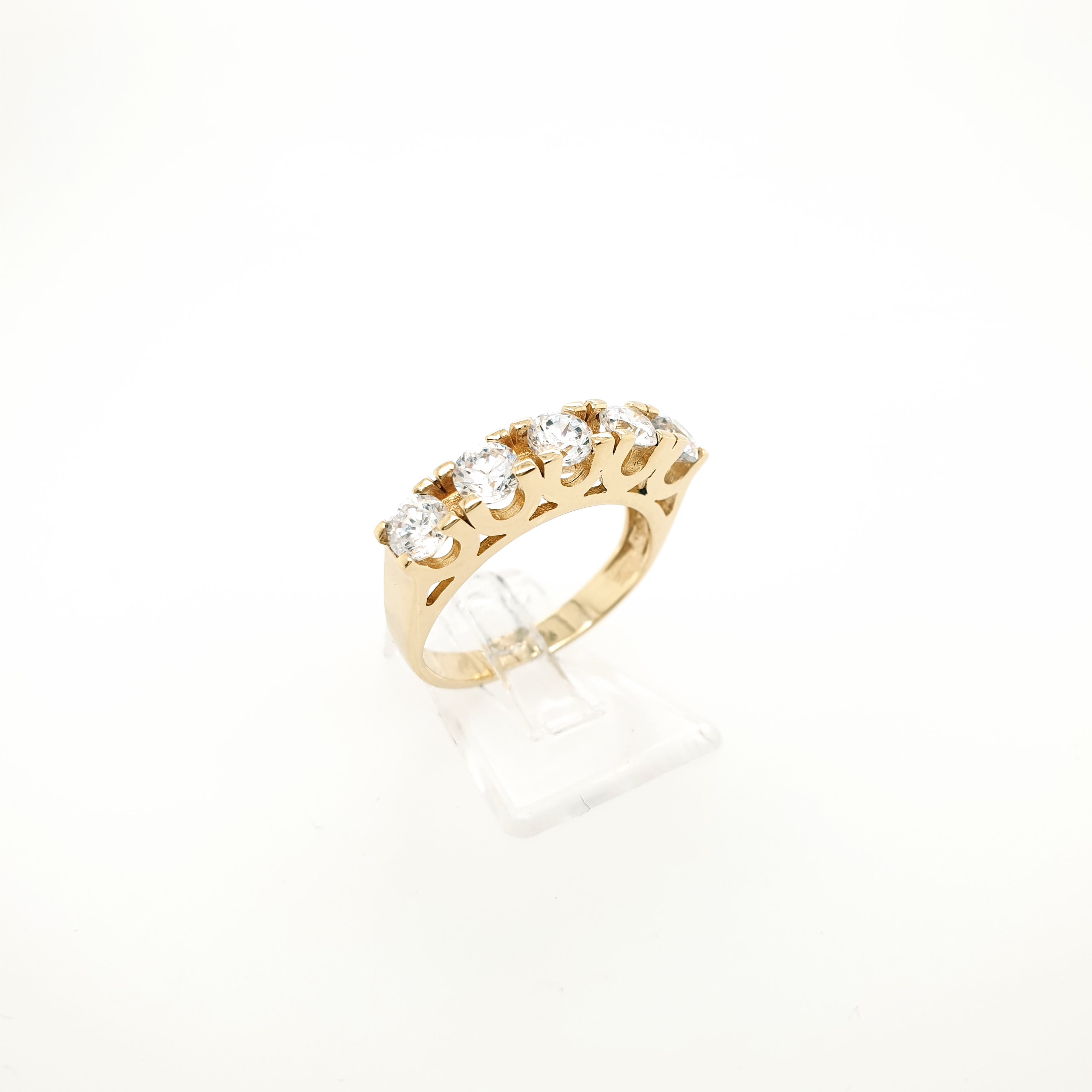 Damenring 585 Gelbgold 14kt 5 Zirkone