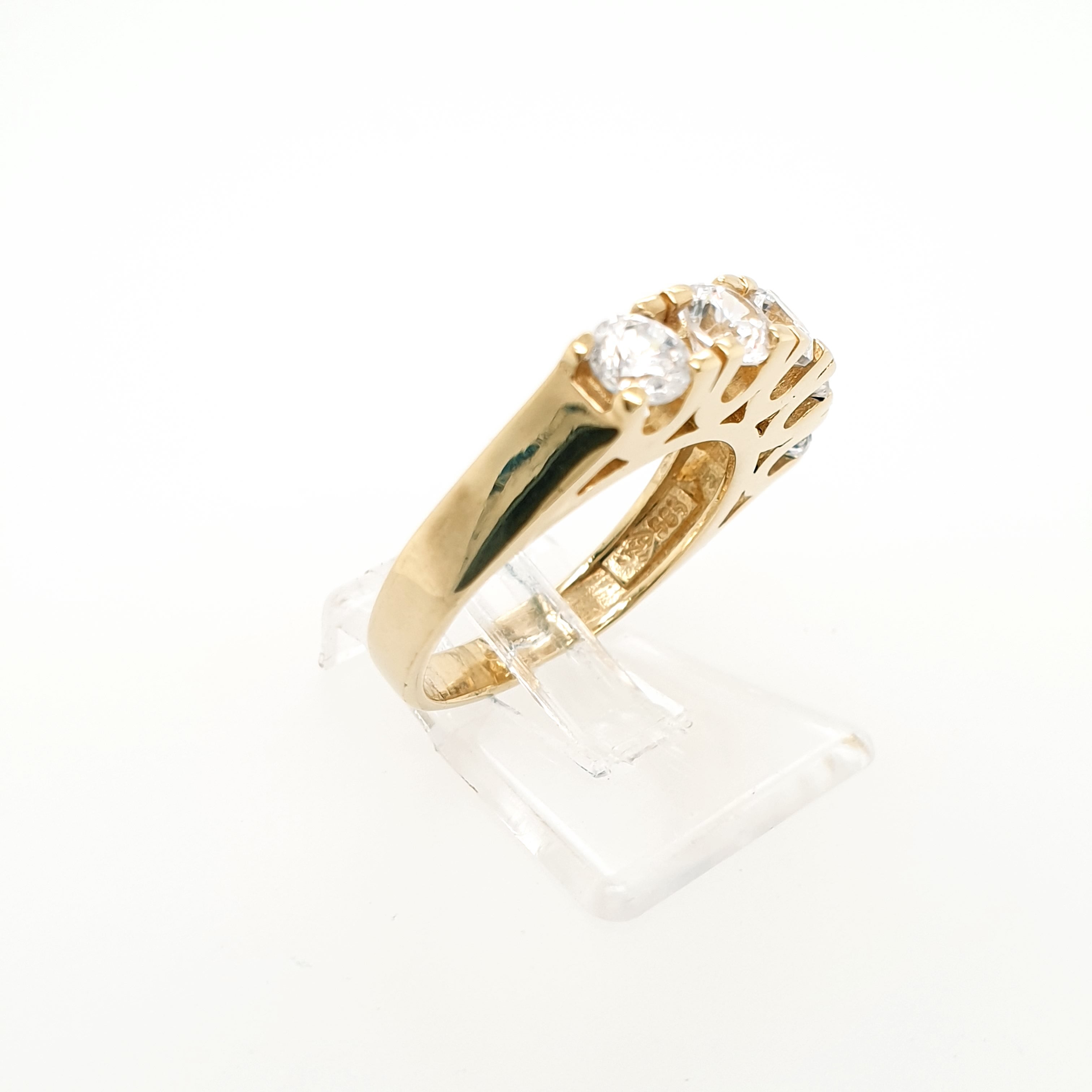 Damenring 585 Gelbgold 14kt 5 Zirkone