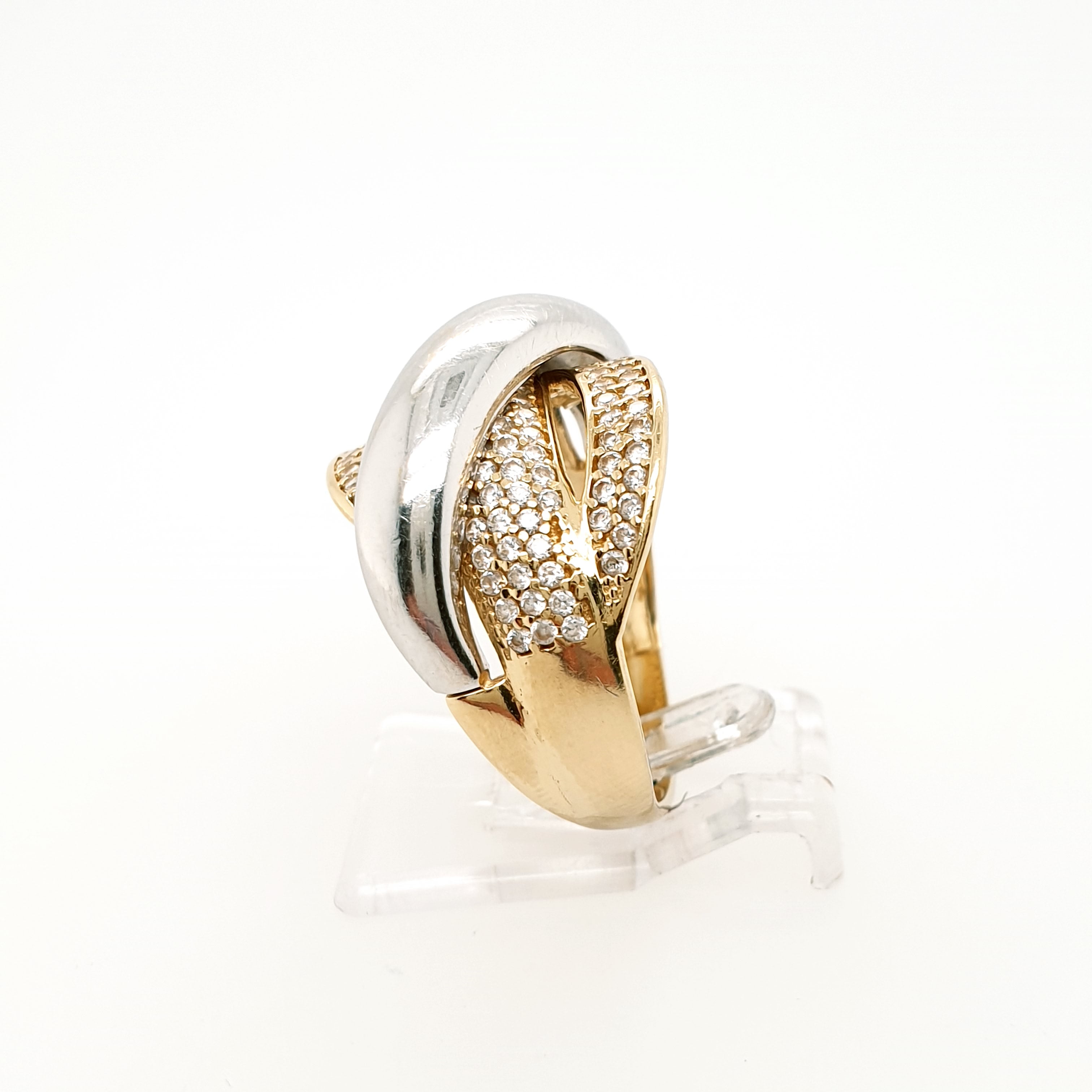 Damenring 585 Gelbgold Weißgold 14kt Gr. 56 Zirkon