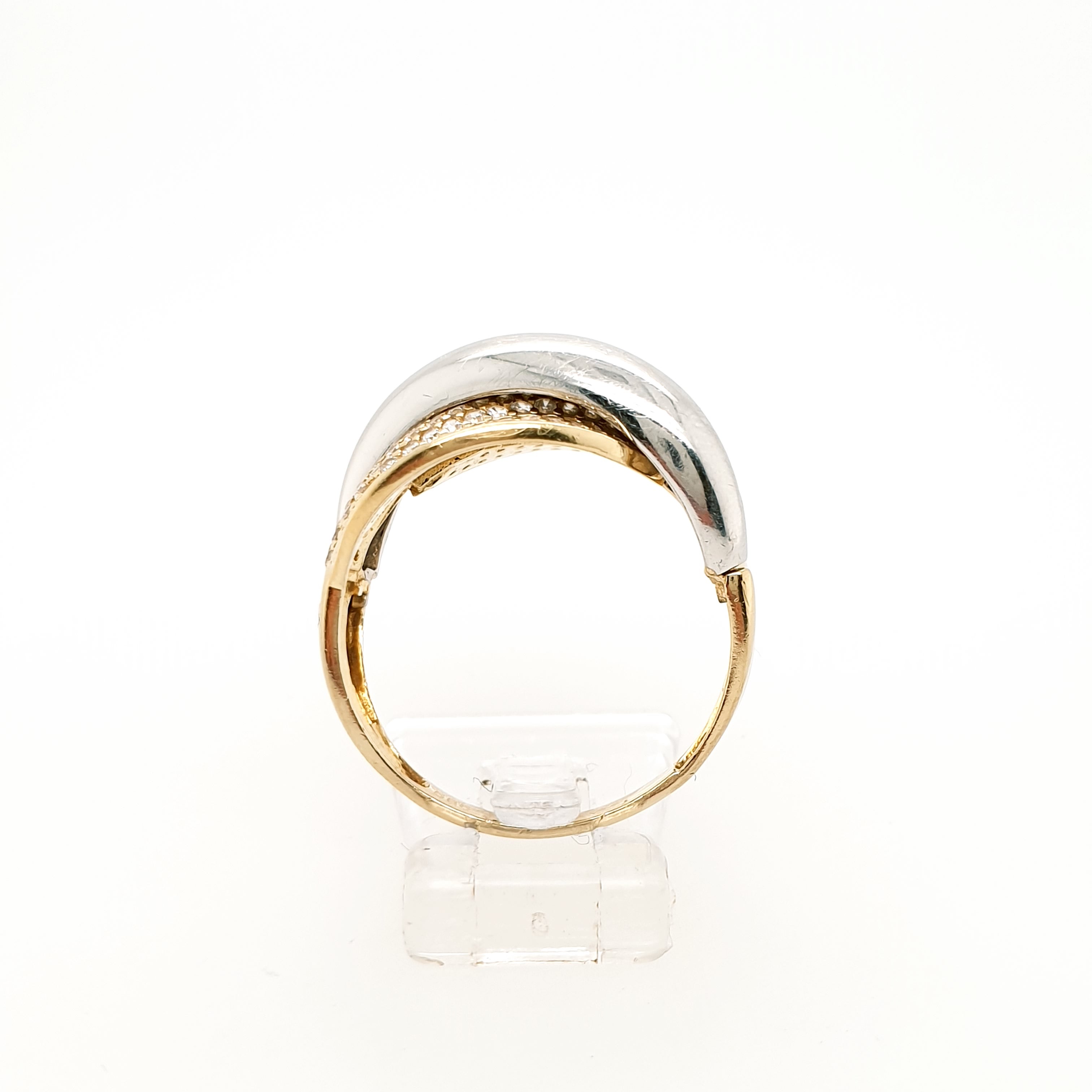 Damenring 585 Gelbgold Weißgold 14kt Gr. 56 Zirkon