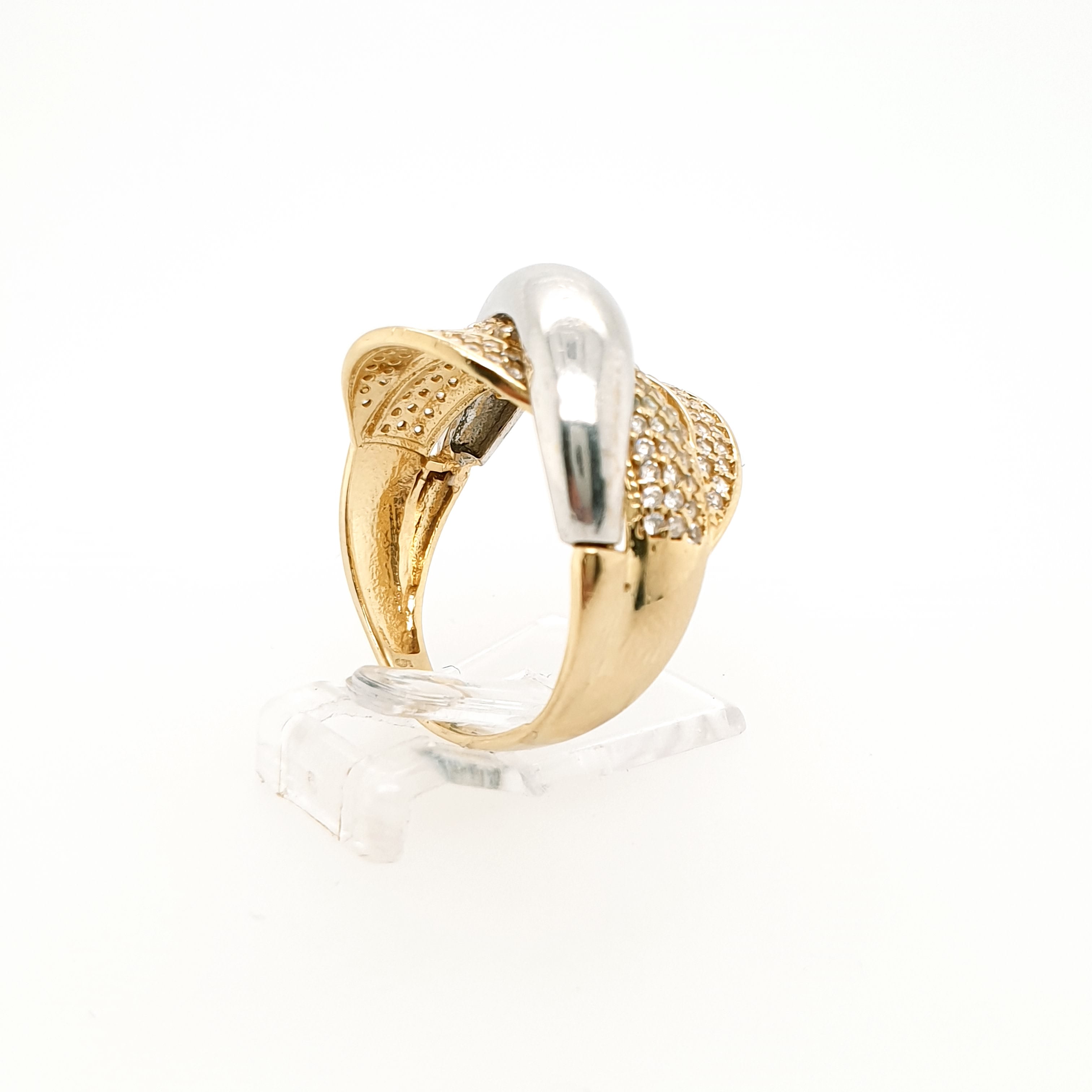 Damenring 585 Gelbgold Weißgold 14kt Gr. 56 Zirkon