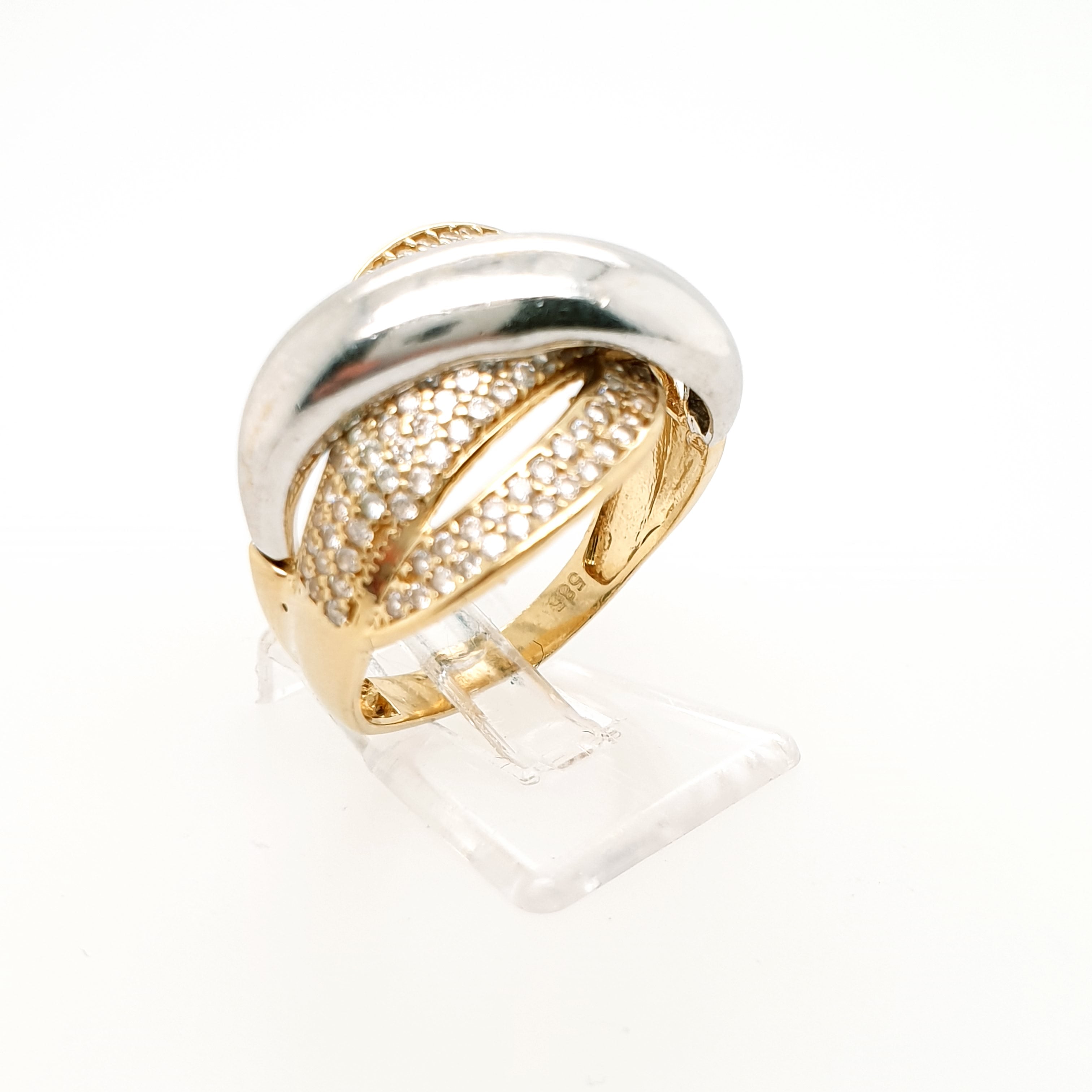 Damenring 585 Gelbgold Weißgold 14kt Gr. 56 Zirkon