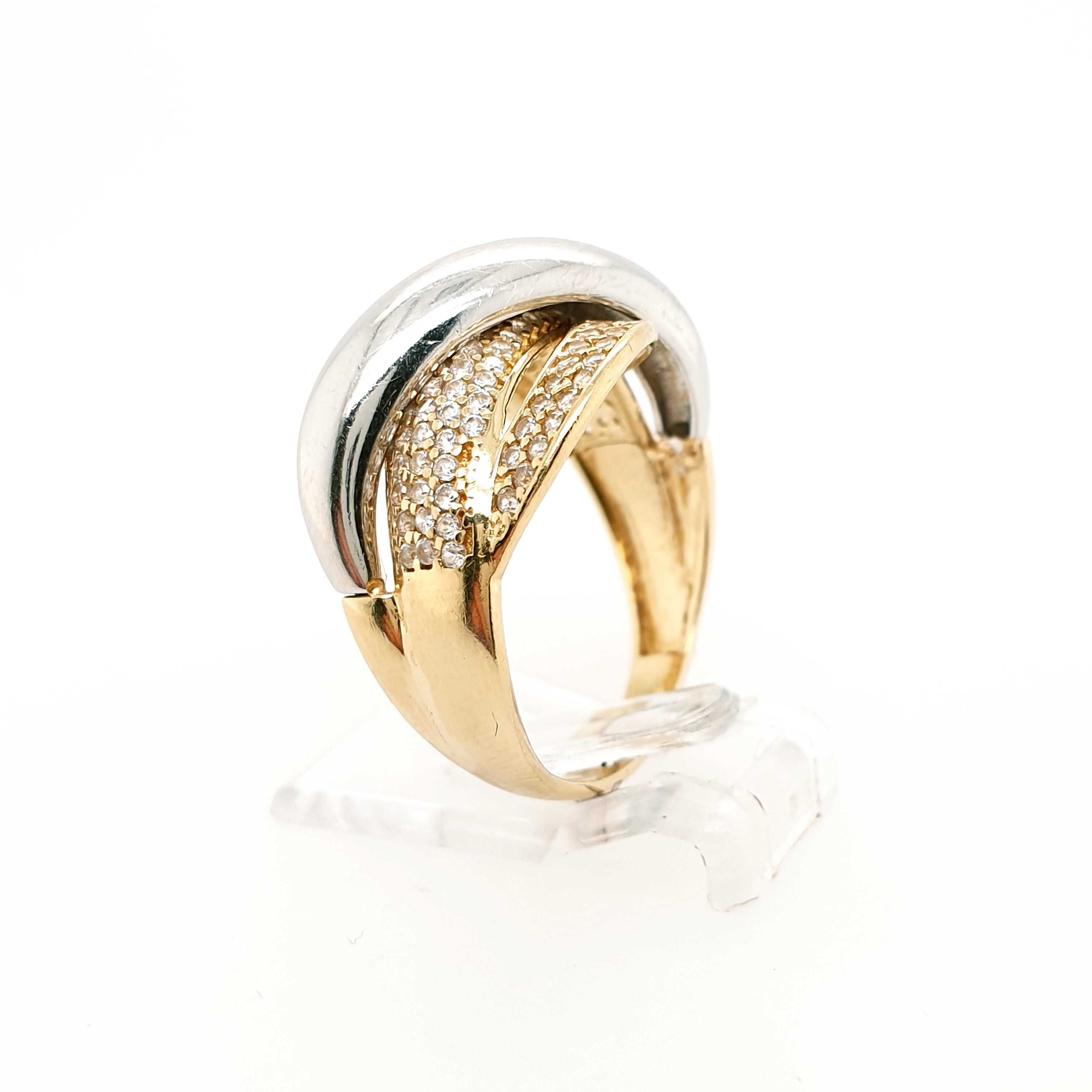 Damenring 585 Gelbgold Weißgold 14kt Gr. 56 Zirkon