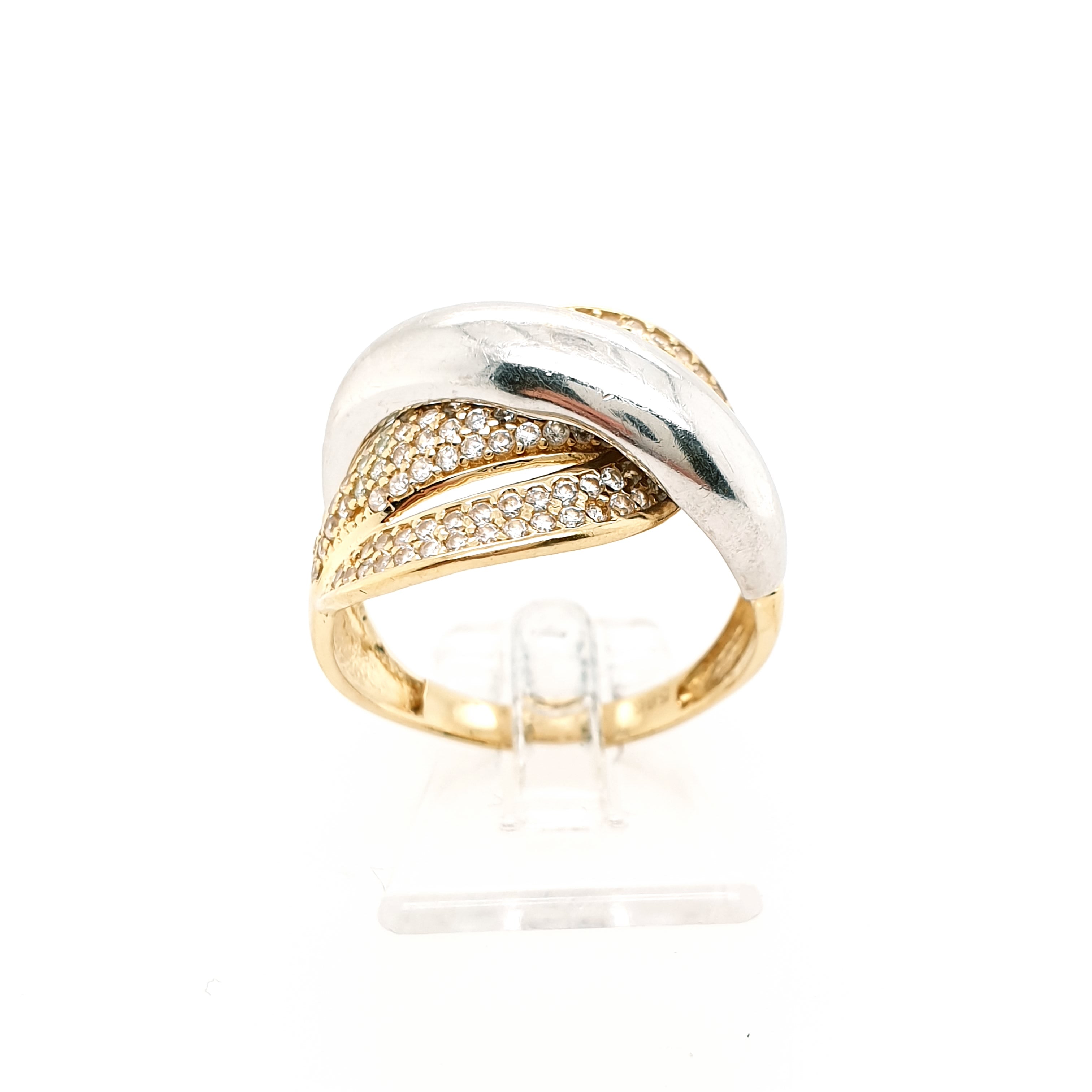 Damenring 585 Gelbgold Weißgold 14kt Gr. 56 Zirkon