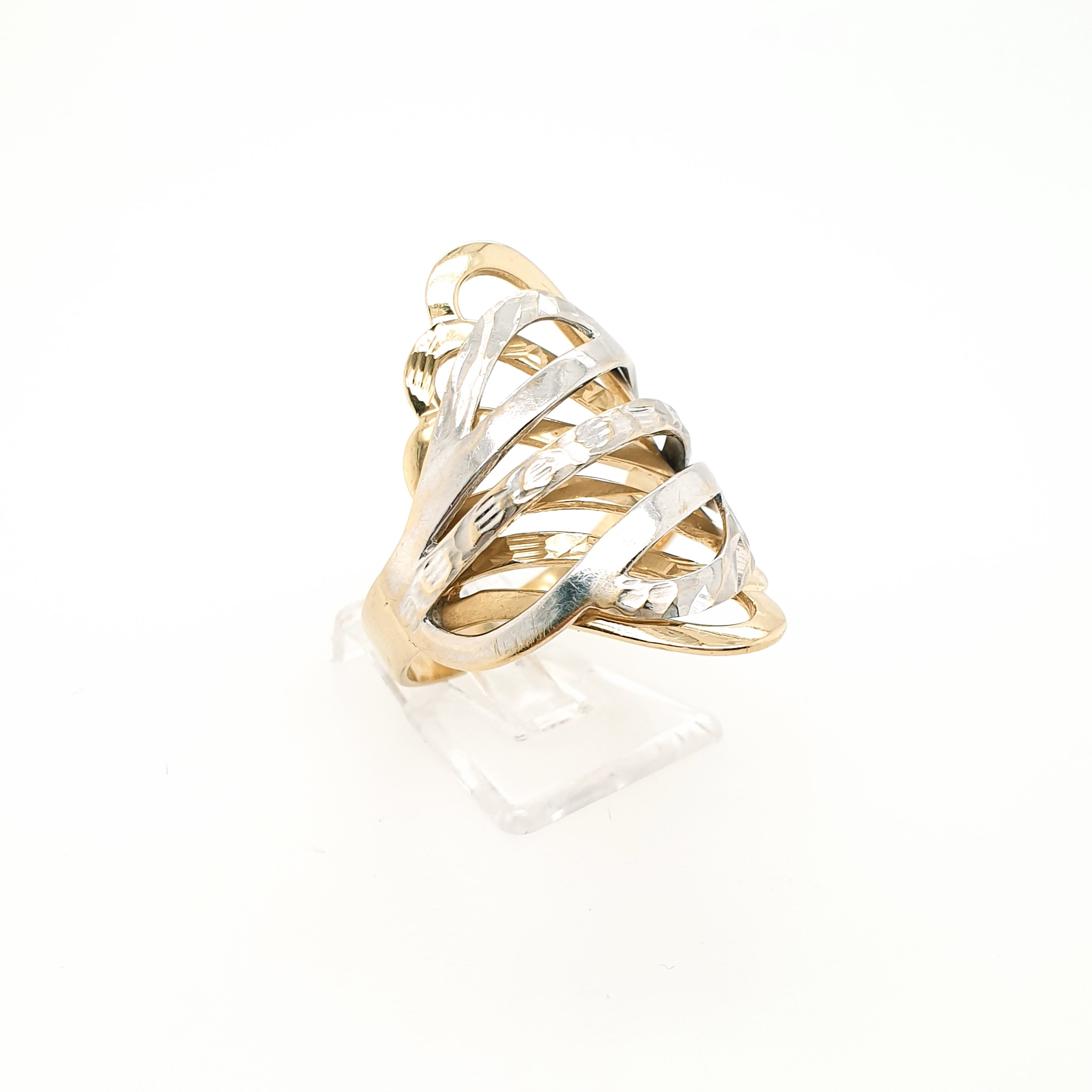 Damenring 585/14kt Gelbgold Weißgold Gr. 56