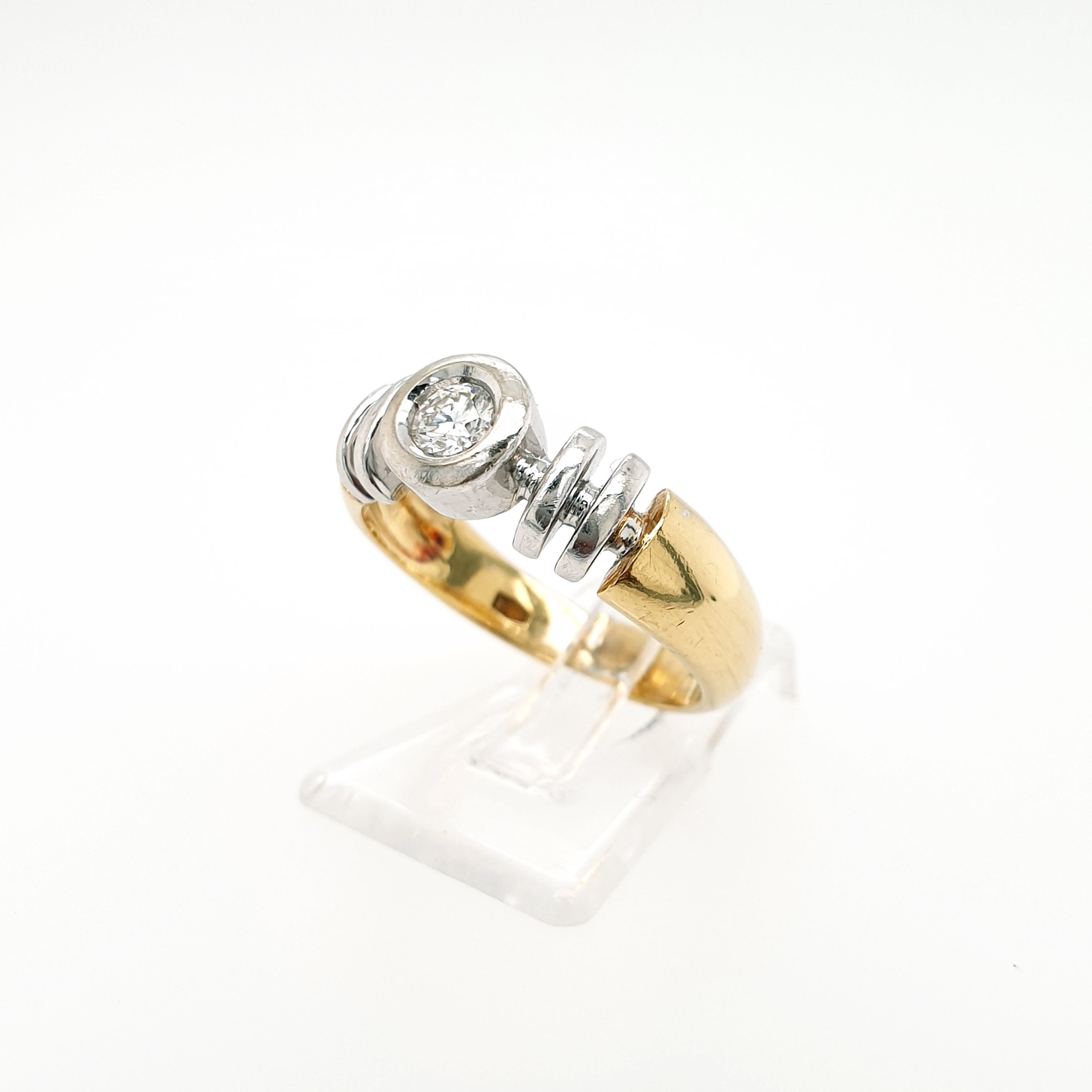 Brillant Solitär Ring 750 Gelbgold Weißgold 18kt Gr.54