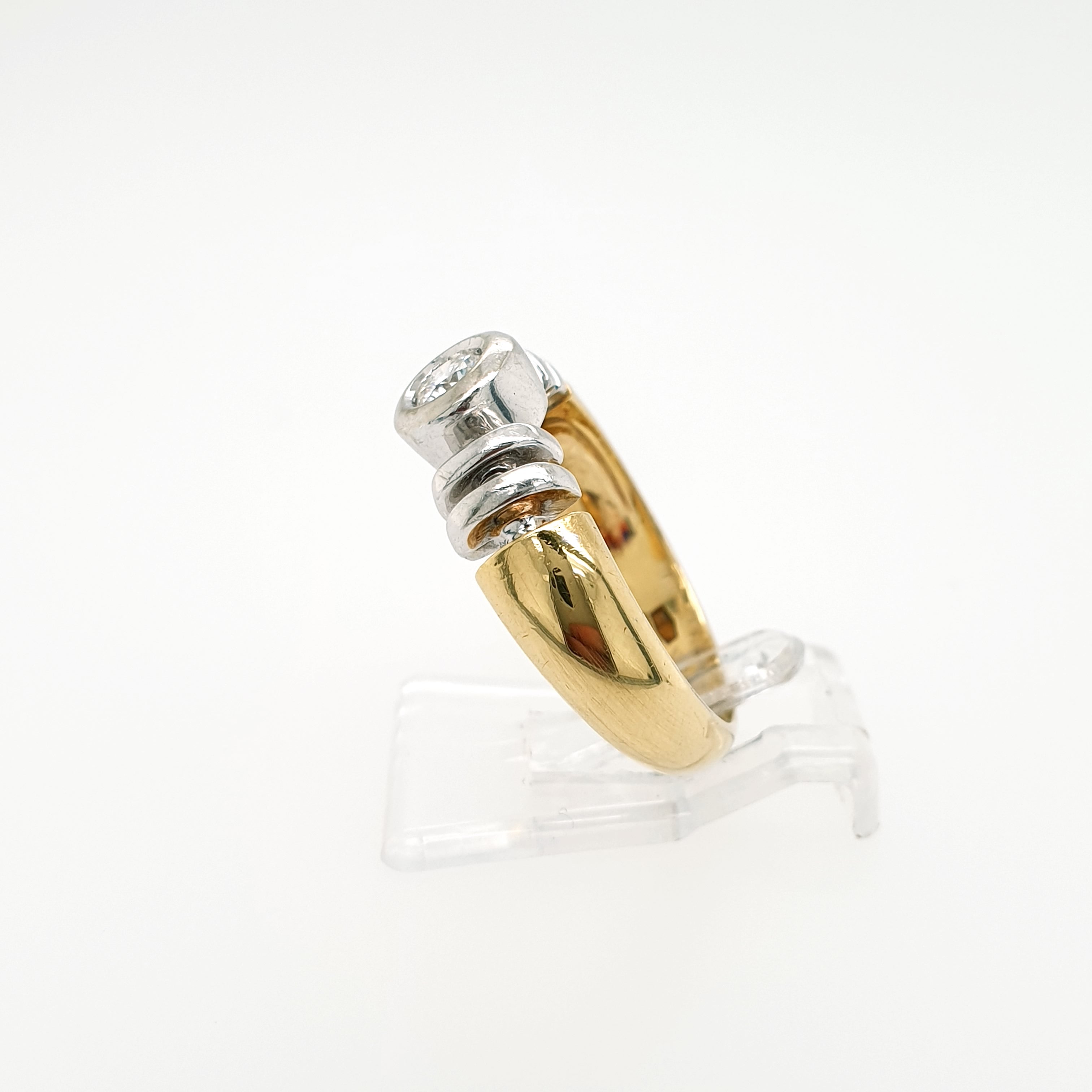 Brillant Solitär Ring 750 Gelbgold Weißgold 18kt Gr.54