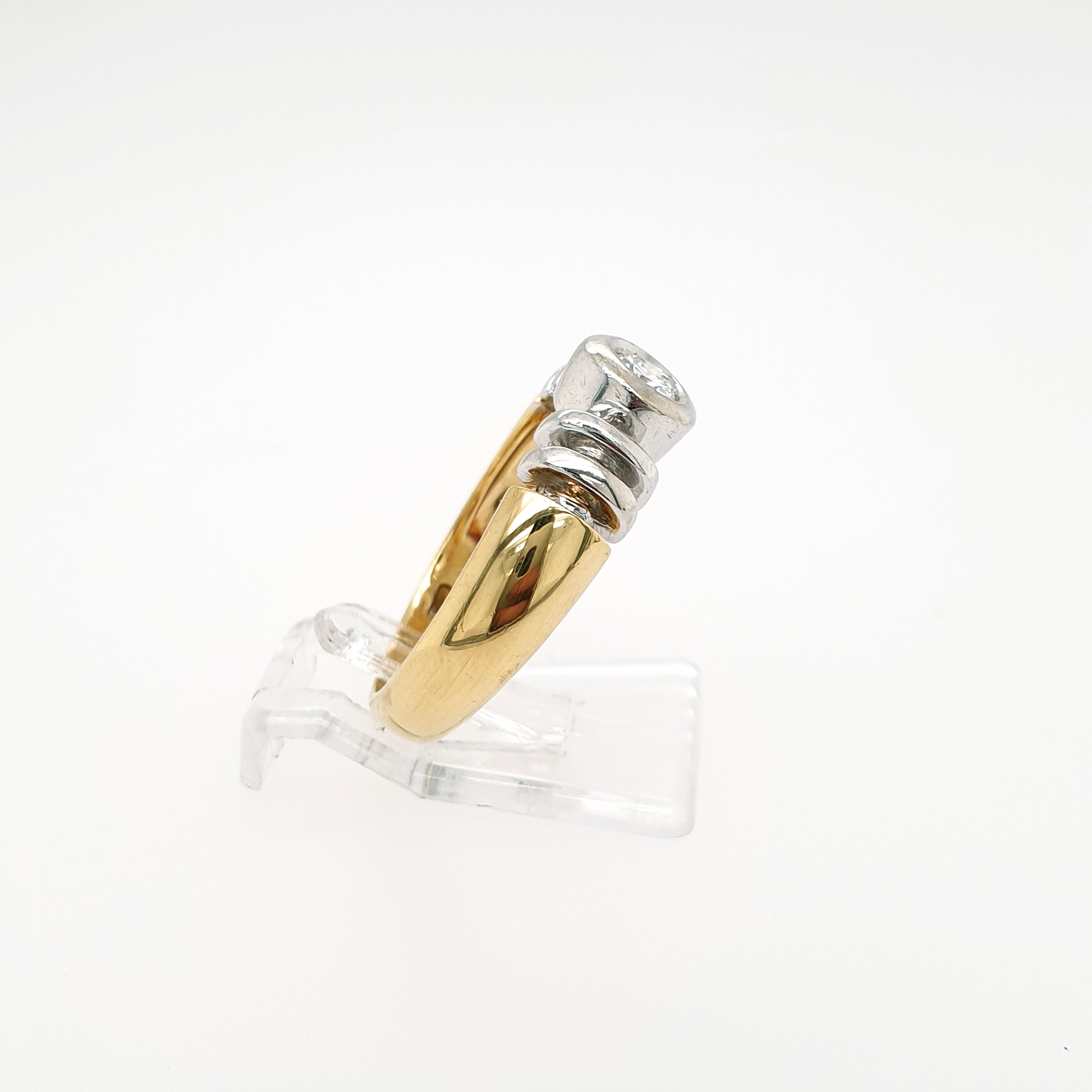 Brillant Solitär Ring 750 Gelbgold Weißgold 18kt Gr.54