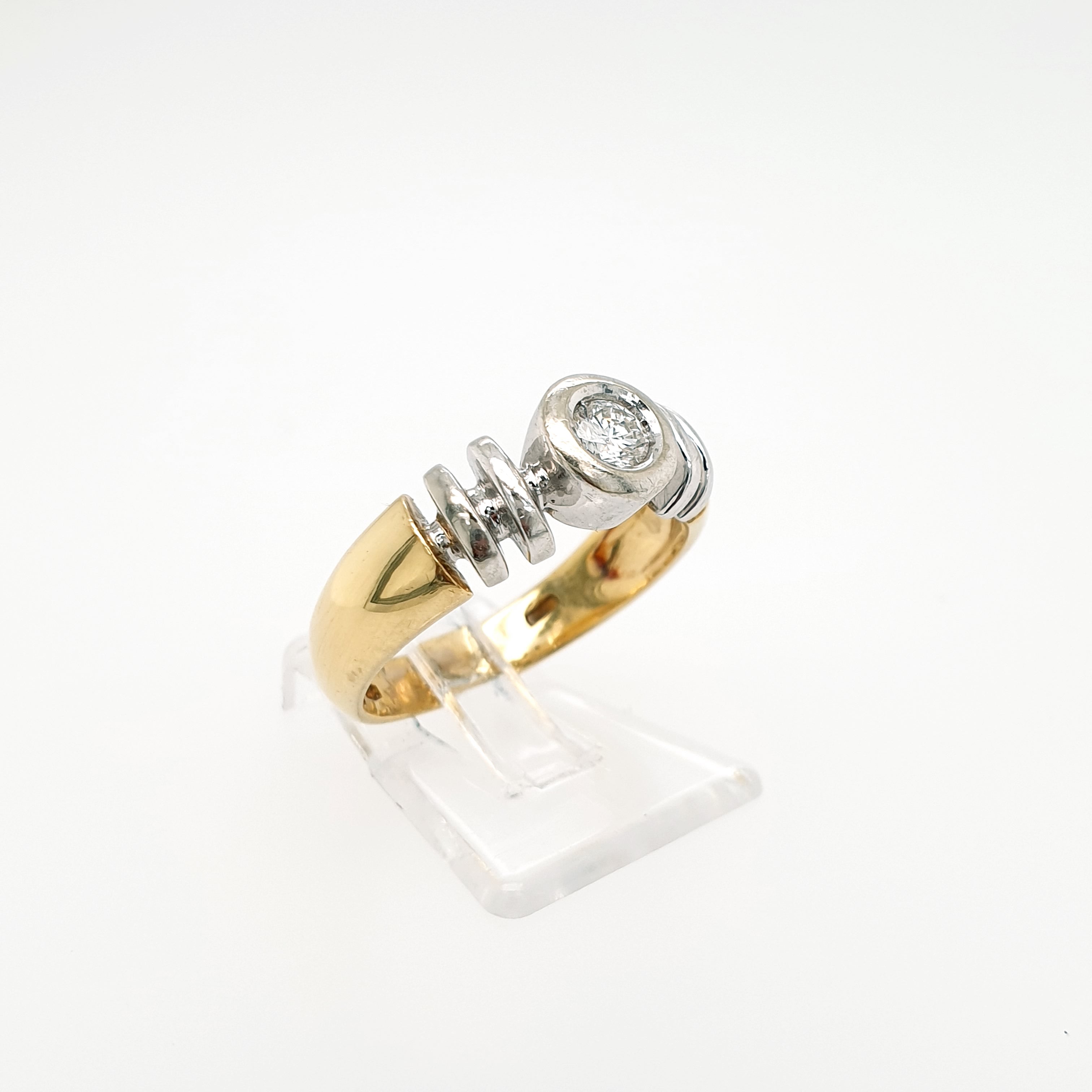 Brillant Solitär Ring 750 Gelbgold Weißgold 18kt Gr.54