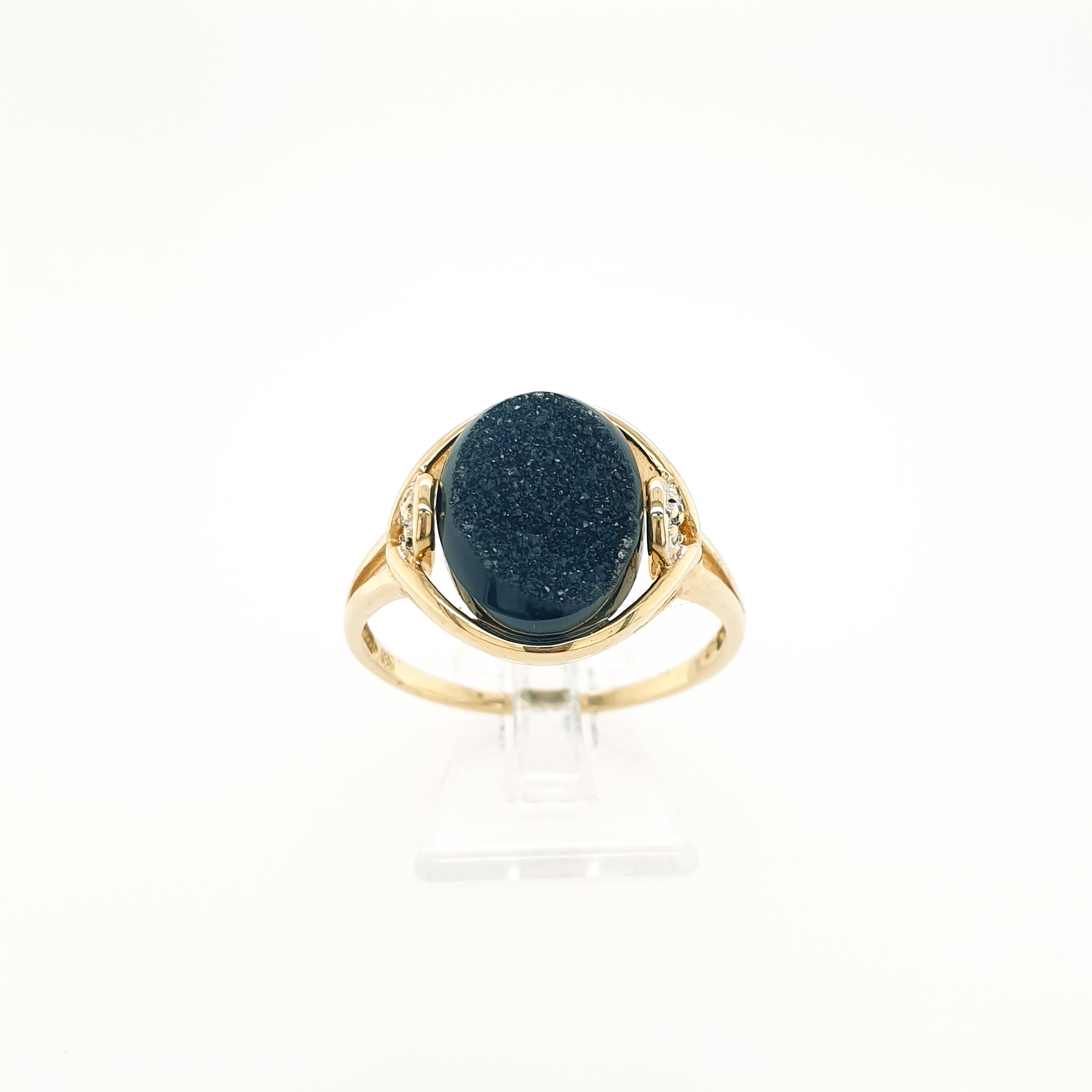Ring mit schwarzem Stein 585 Gelbgold 14kt Gr. 68
