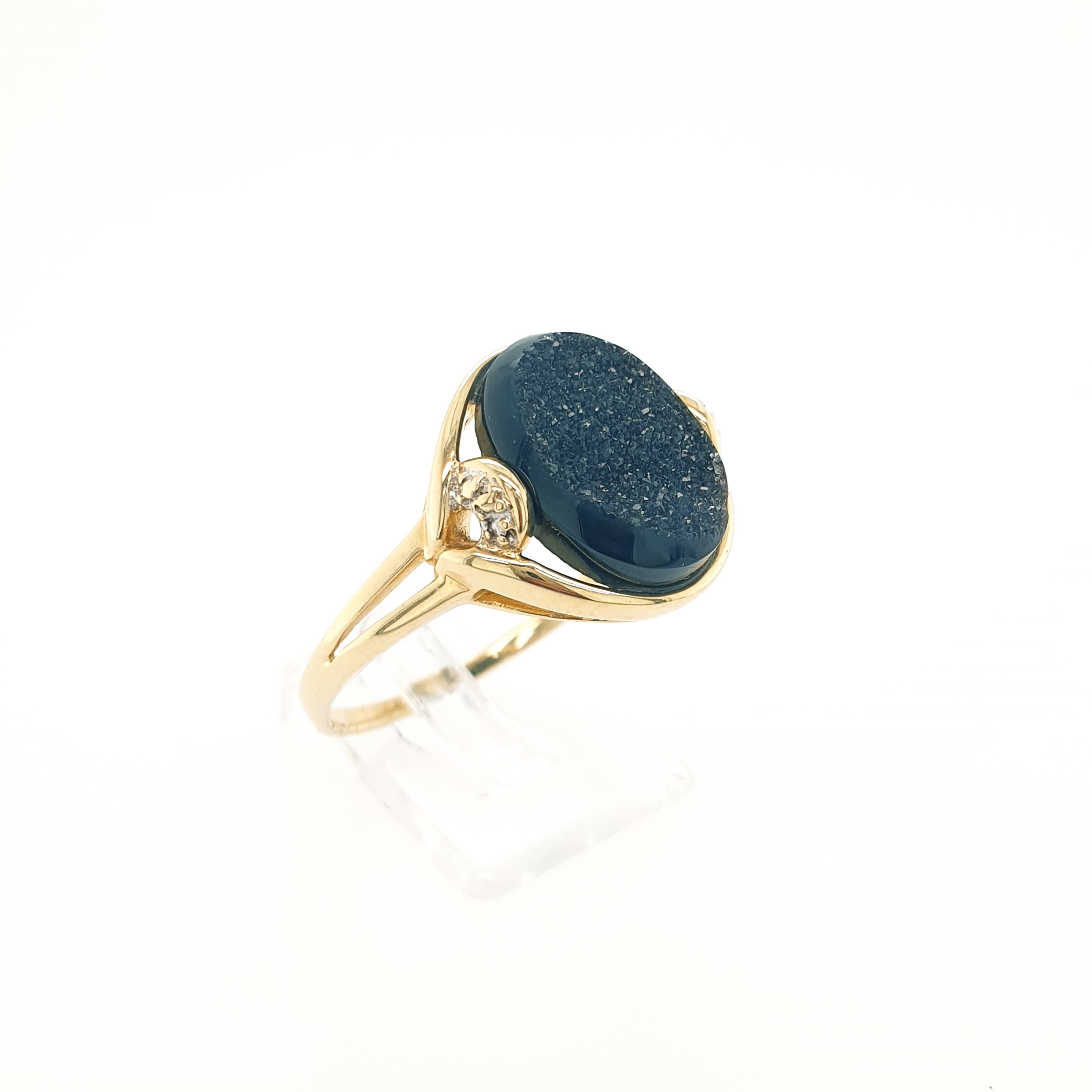 Ring mit schwarzem Stein 585 Gelbgold 14kt Gr. 68