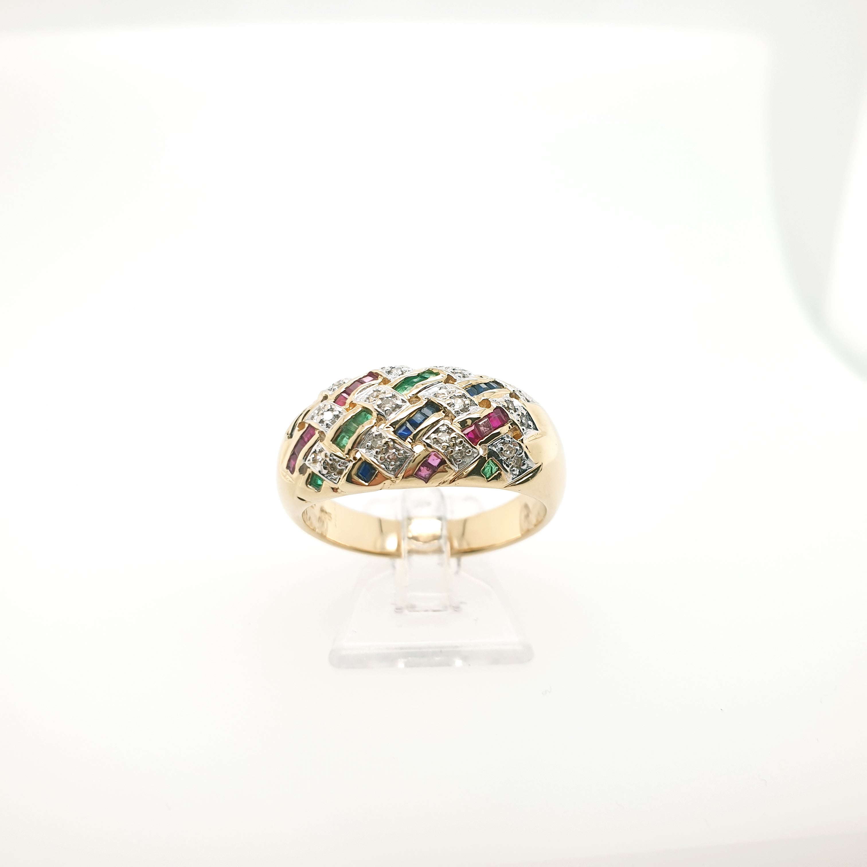 Damenring Gelbgold 585/14kt Diamant Rubin Smaragd Saphir