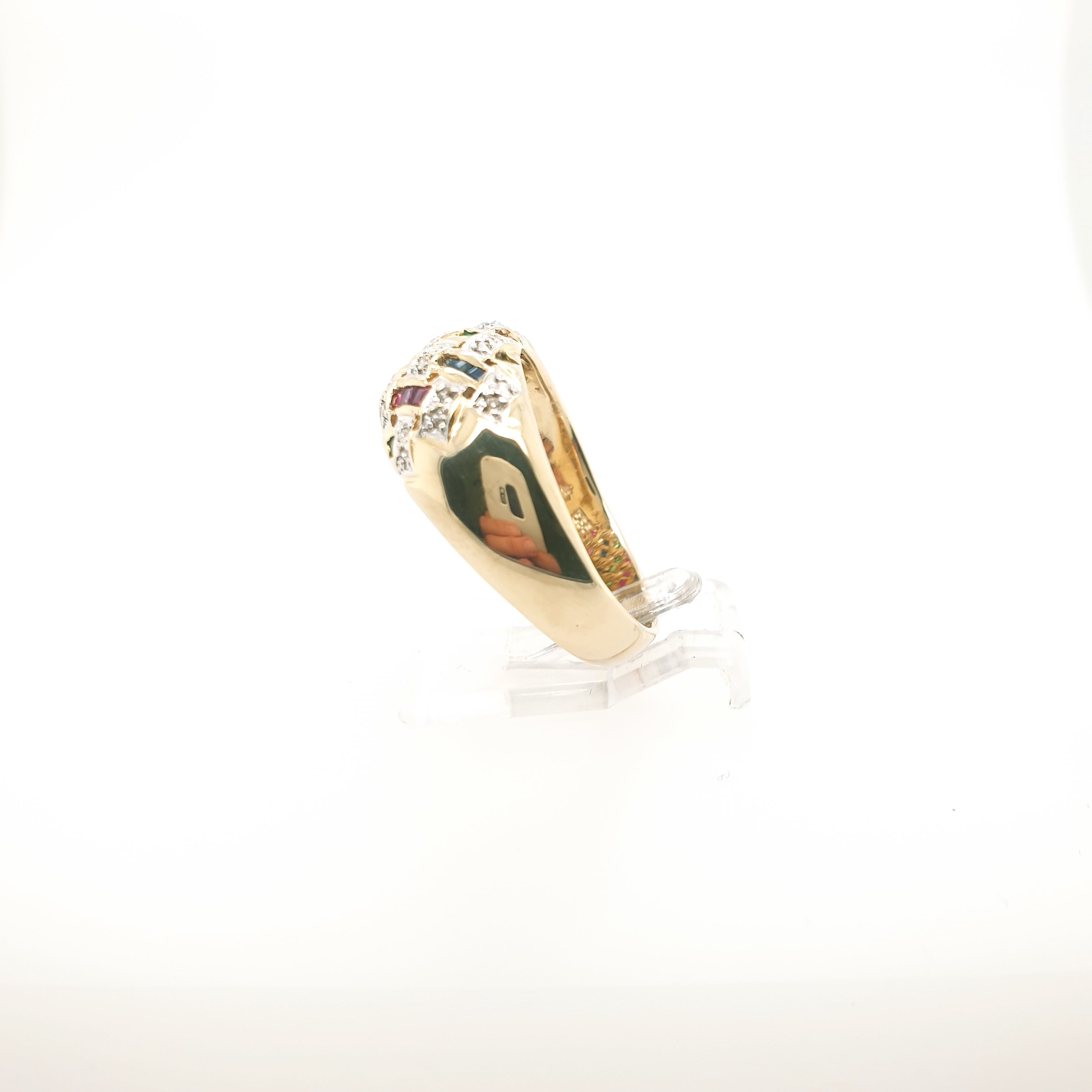 Damenring Gelbgold 585/14kt Diamant Rubin Smaragd Saphir