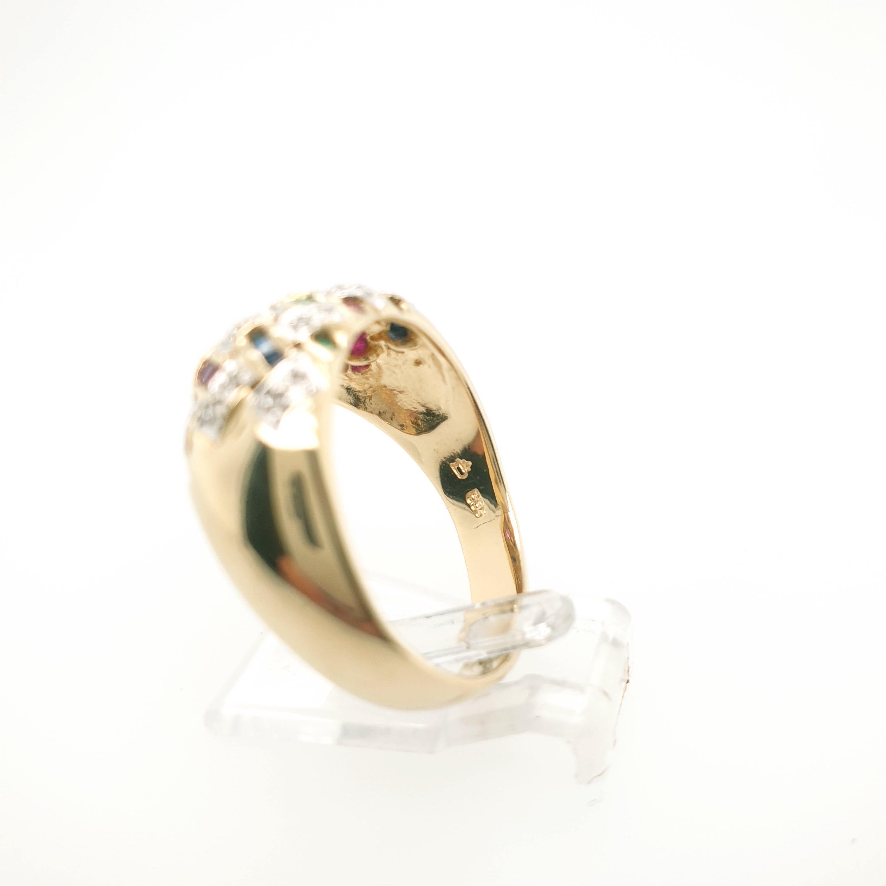 Damenring Gelbgold 585/14kt Diamant Rubin Smaragd Saphir