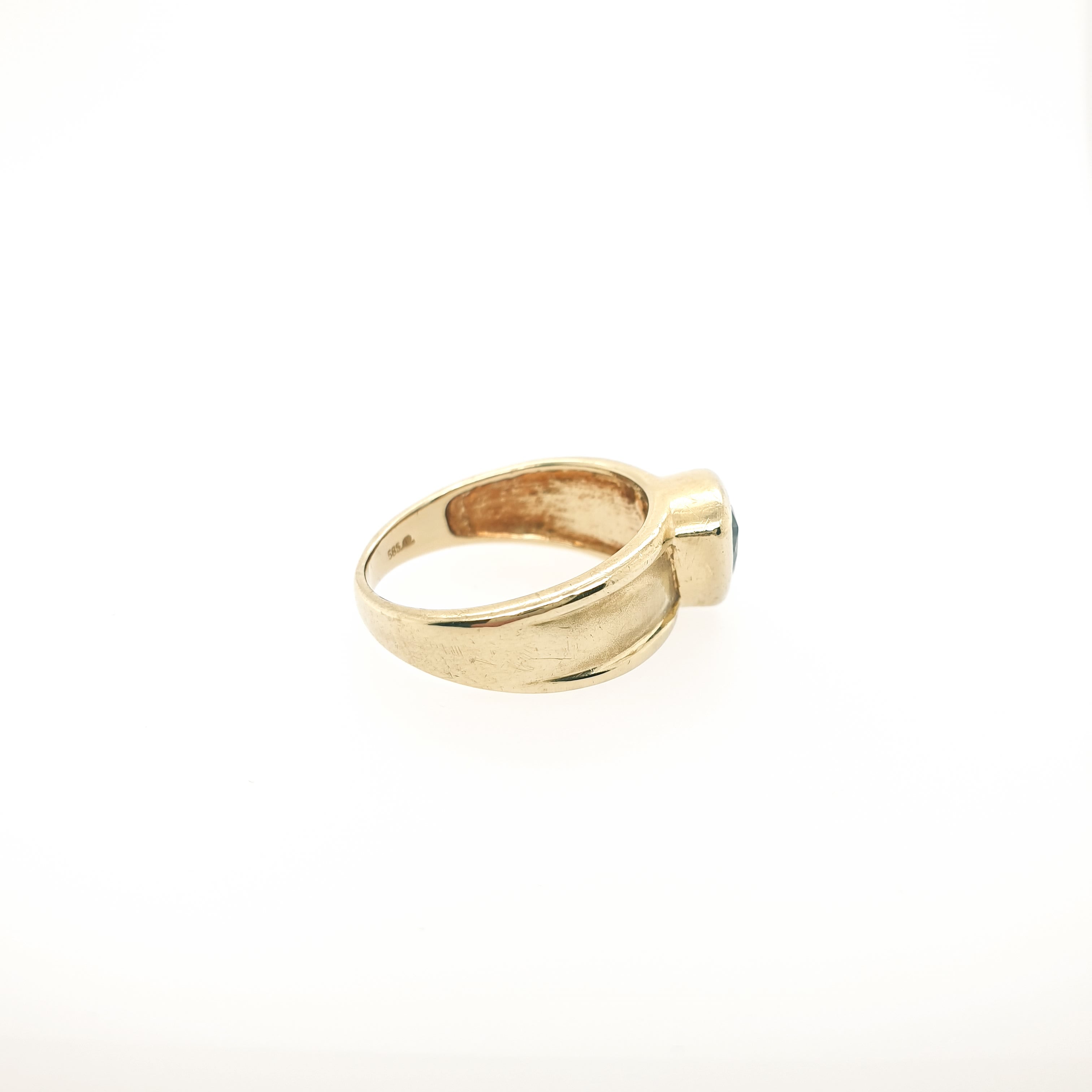 Damenring Gelbgold mit hellblauem Farbstein 585/14kt Gr. 54